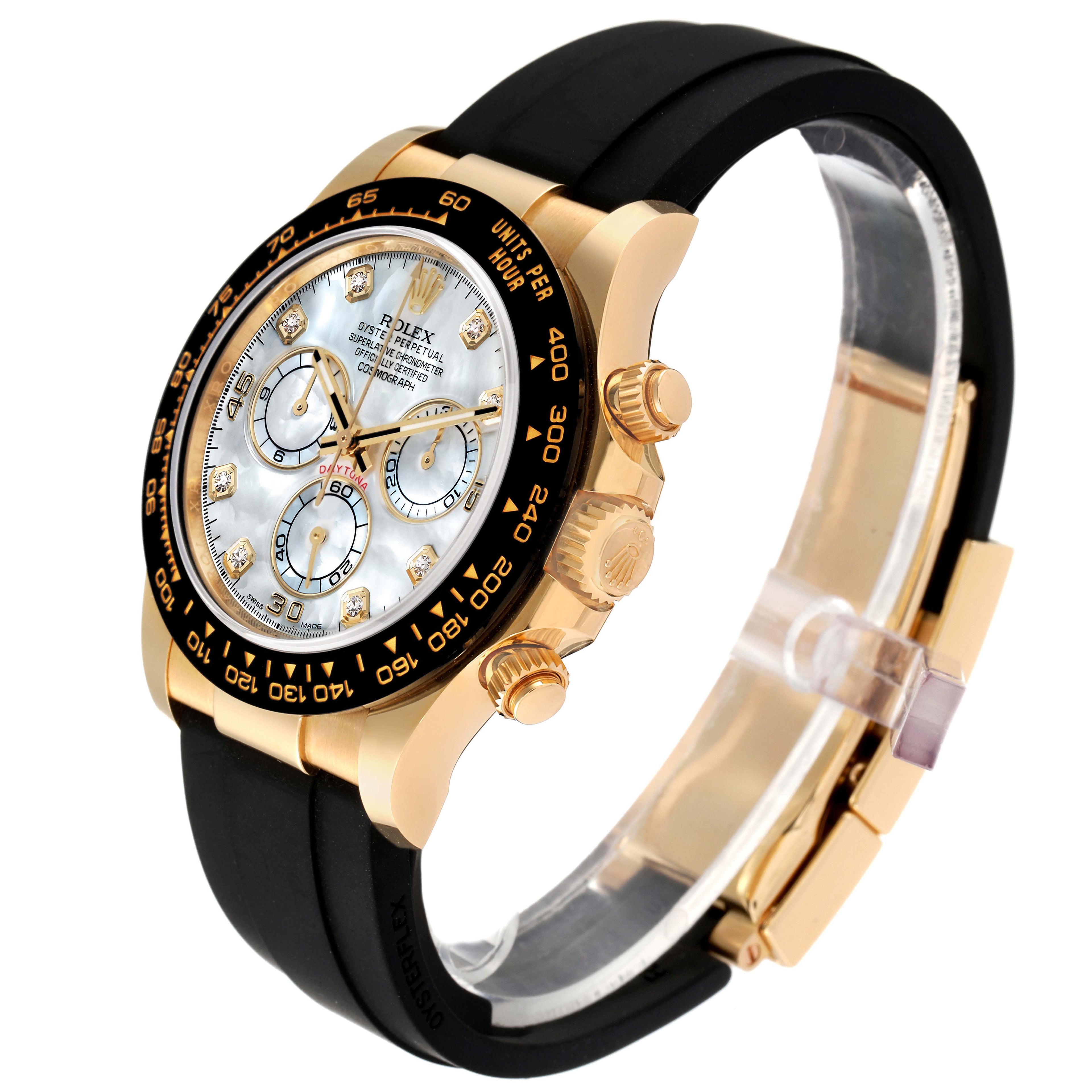 Rolex Daytona Yellow Gold Mother of Pearl Diamond Dial Mens Watch 116518 Unworn