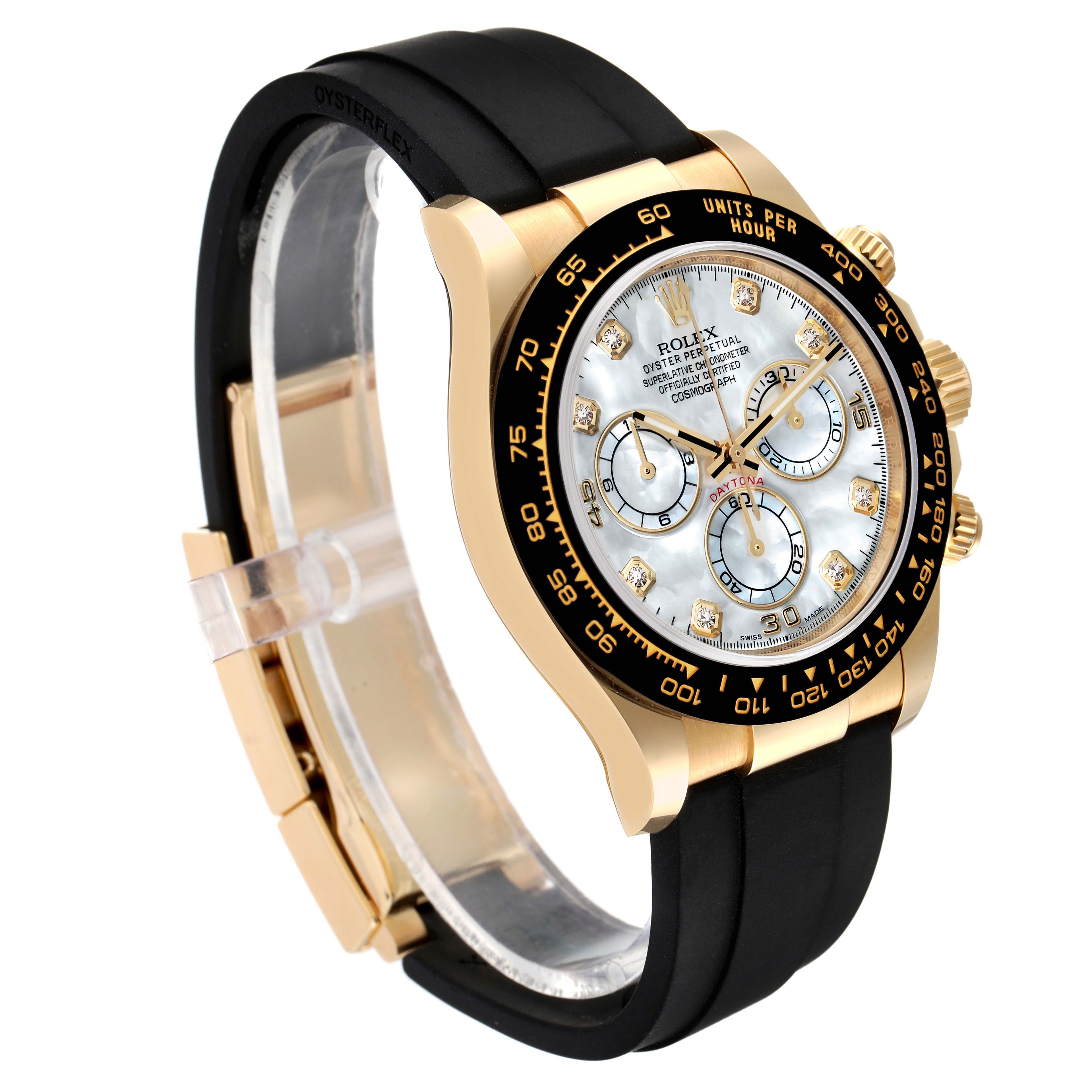 Rolex Daytona Yellow Gold Mother of Pearl Diamond Dial Mens Watch 116518 Unworn