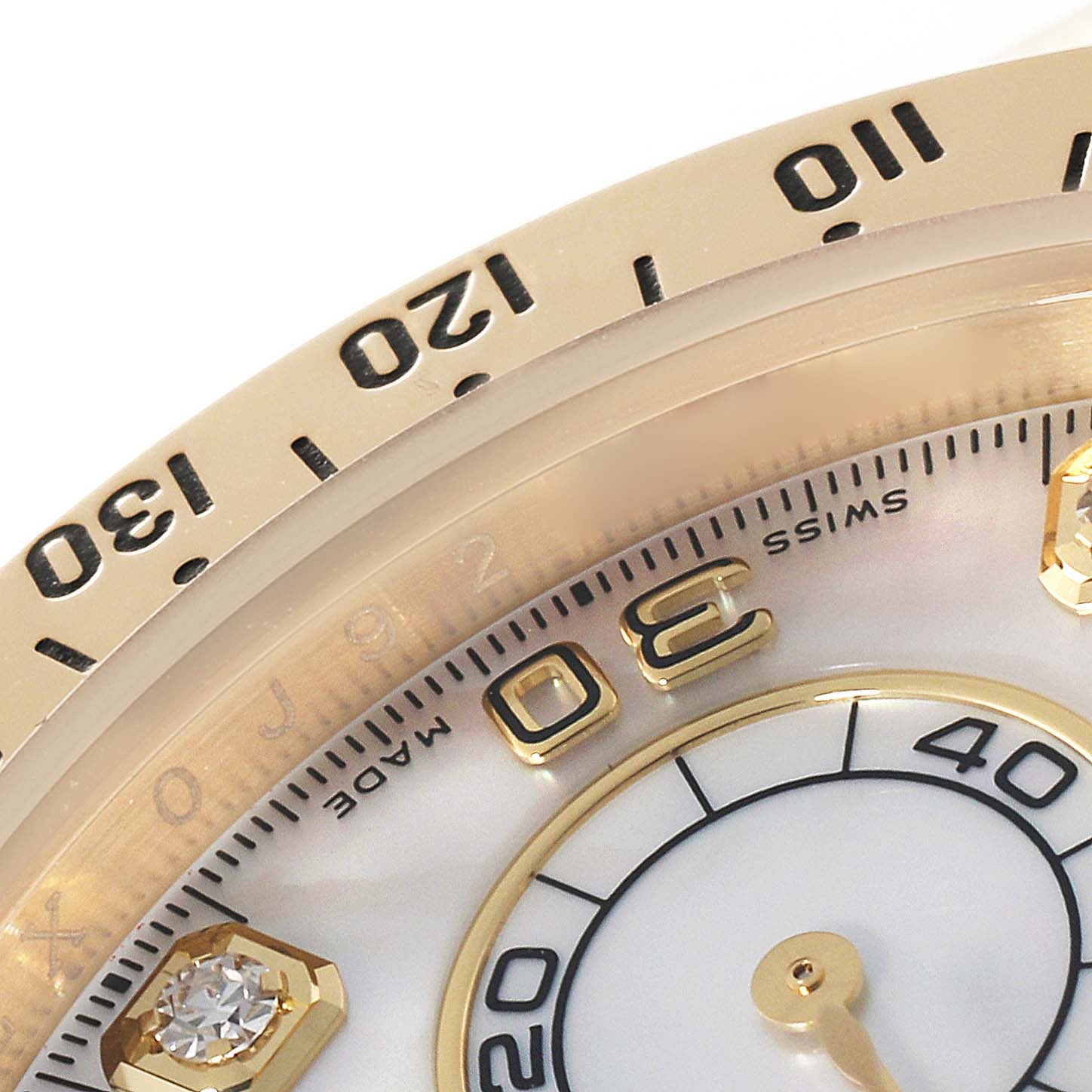 Rolex Daytona Yellow Gold Mother of Pearl Diamond Dial Mens Watch 116528