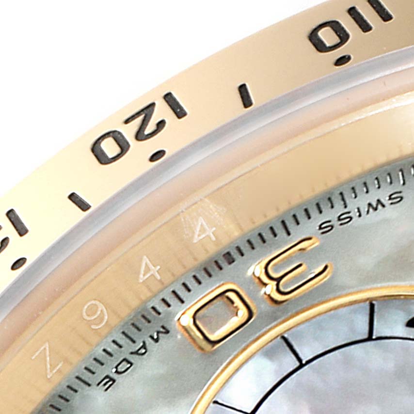 Rolex Daytona Yellow Gold Mother of Pearl Diamond Dial Mens Watch 116528 Box Card