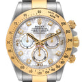 Rolex Daytona Yellow Gold Steel MOP Diamond Watch 116523 Box Card