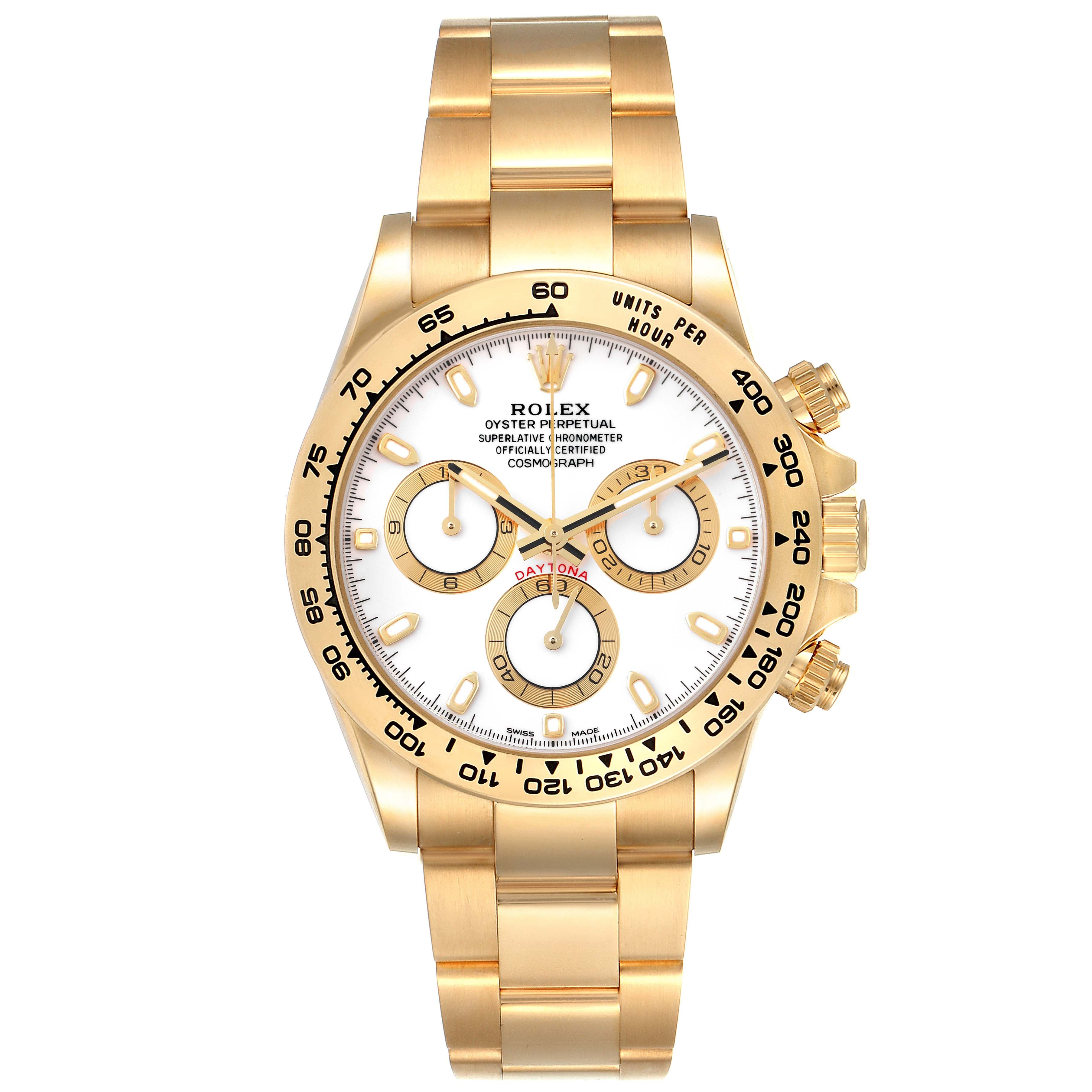 Rolex Daytona Yellow Gold White Dial Mens Watch 116508 Unworn