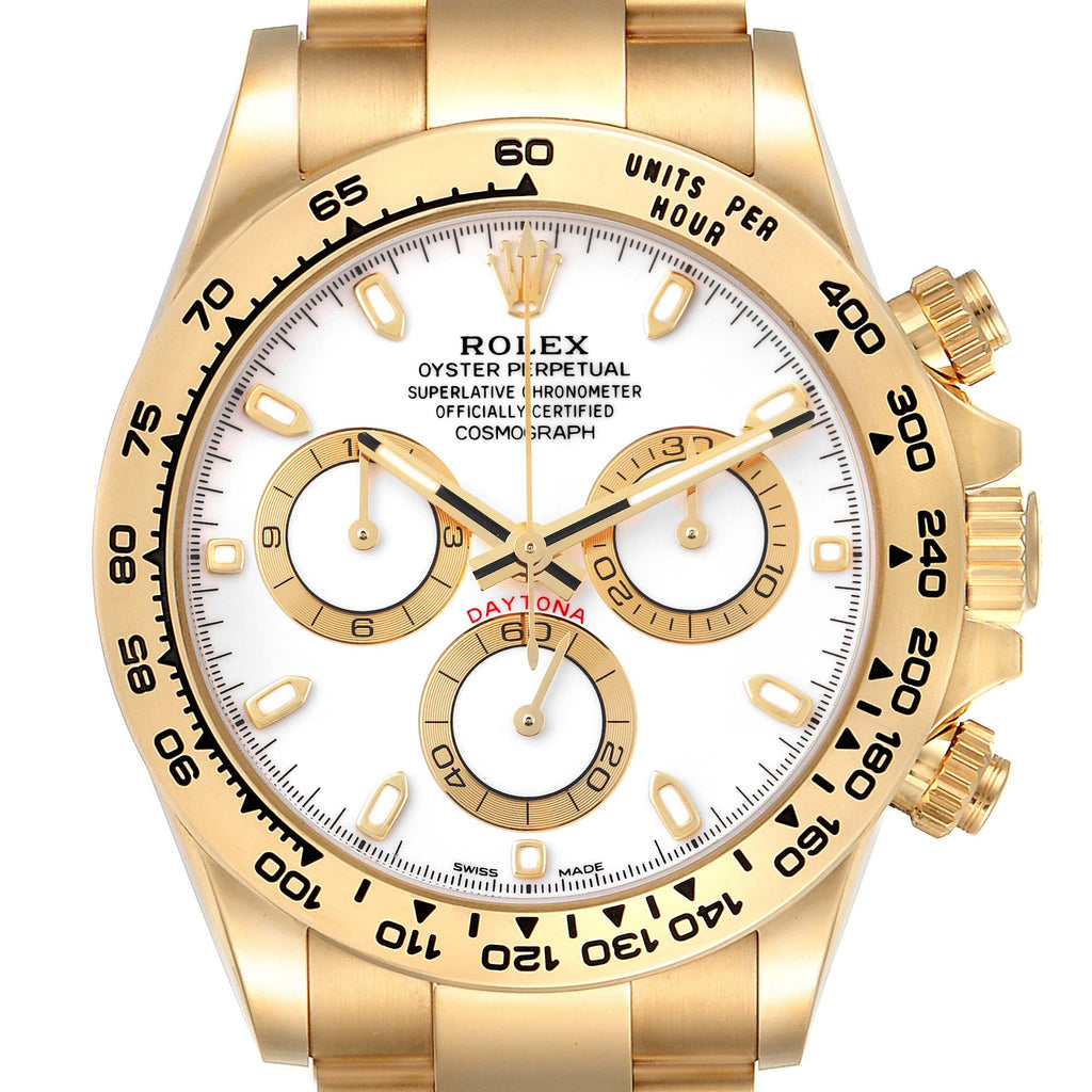 Rolex Daytona Yellow Gold White Dial Mens Watch 116508 Unworn