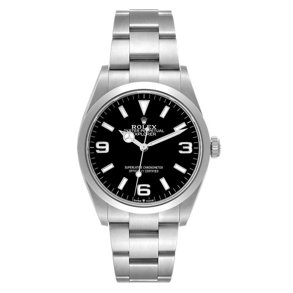 Rolex Explorer I 36mm Black Dial Stainless Steel Mens Watch 124270 Box Card