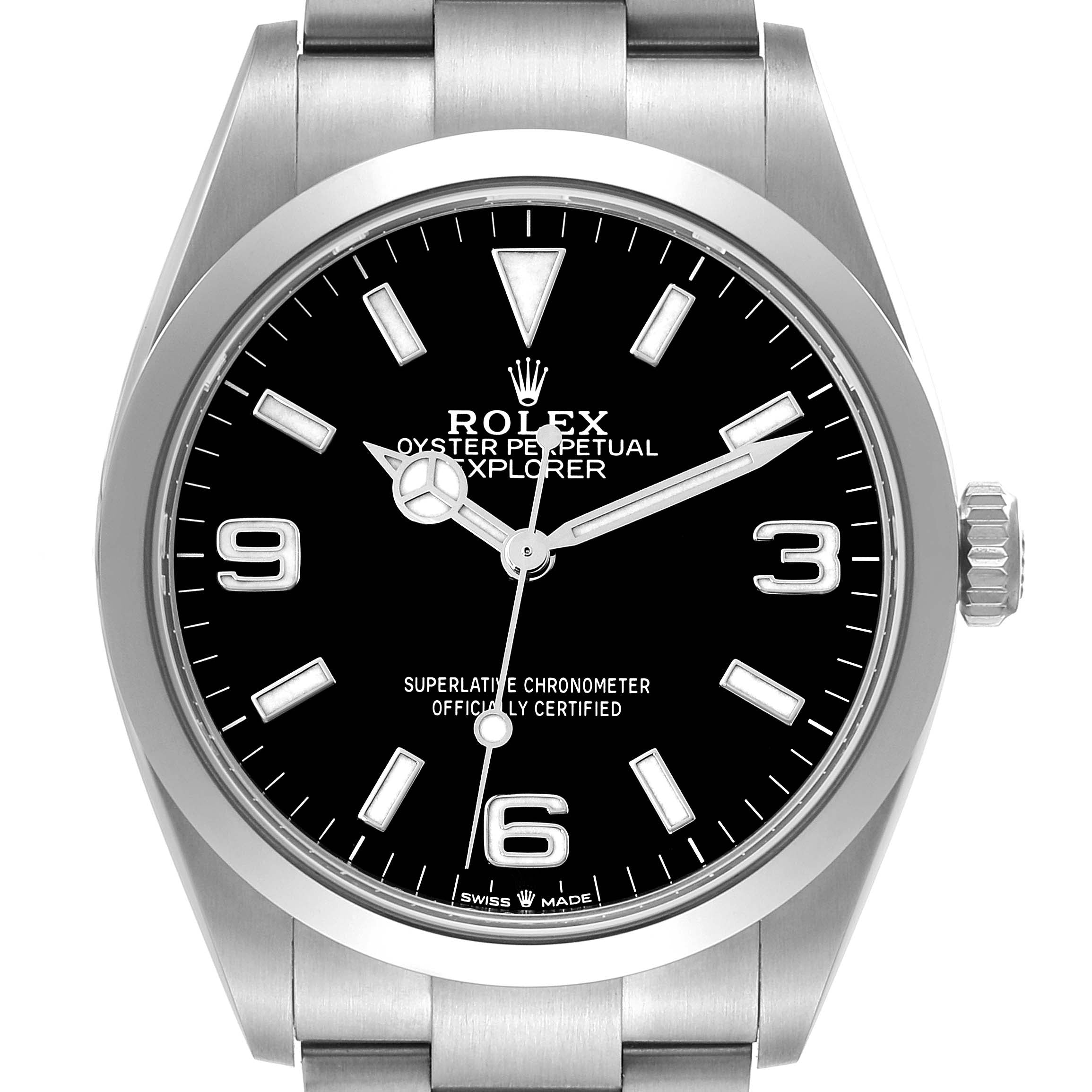 Rolex Explorer I 36mm Black Dial Stainless Steel Mens Watch 124270 Box Card