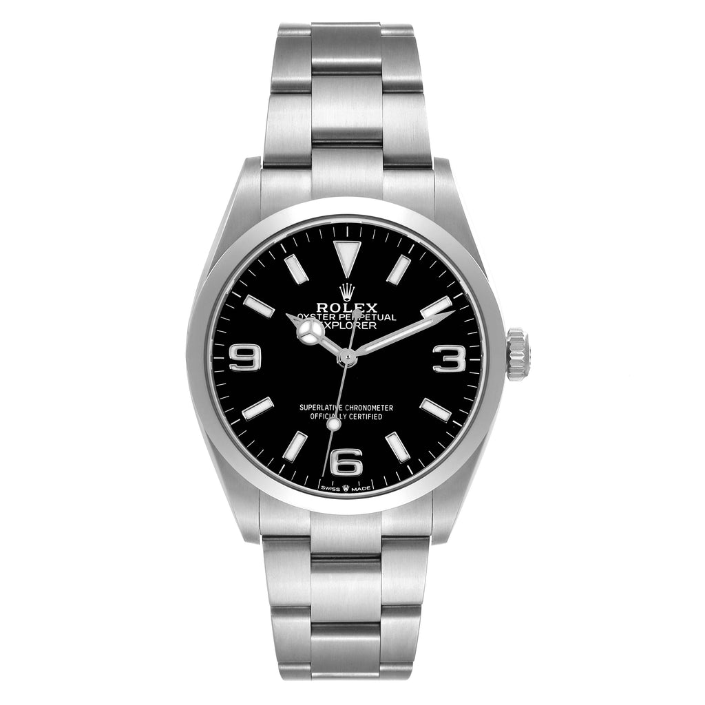 Rolex Explorer I 36mm Black Dial Stainless Steel Mens Watch 124270 Unworn