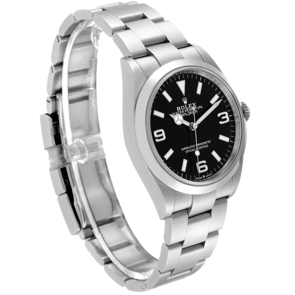 Rolex Explorer I 36mm Black Dial Stainless Steel Mens Watch 124270 Unworn