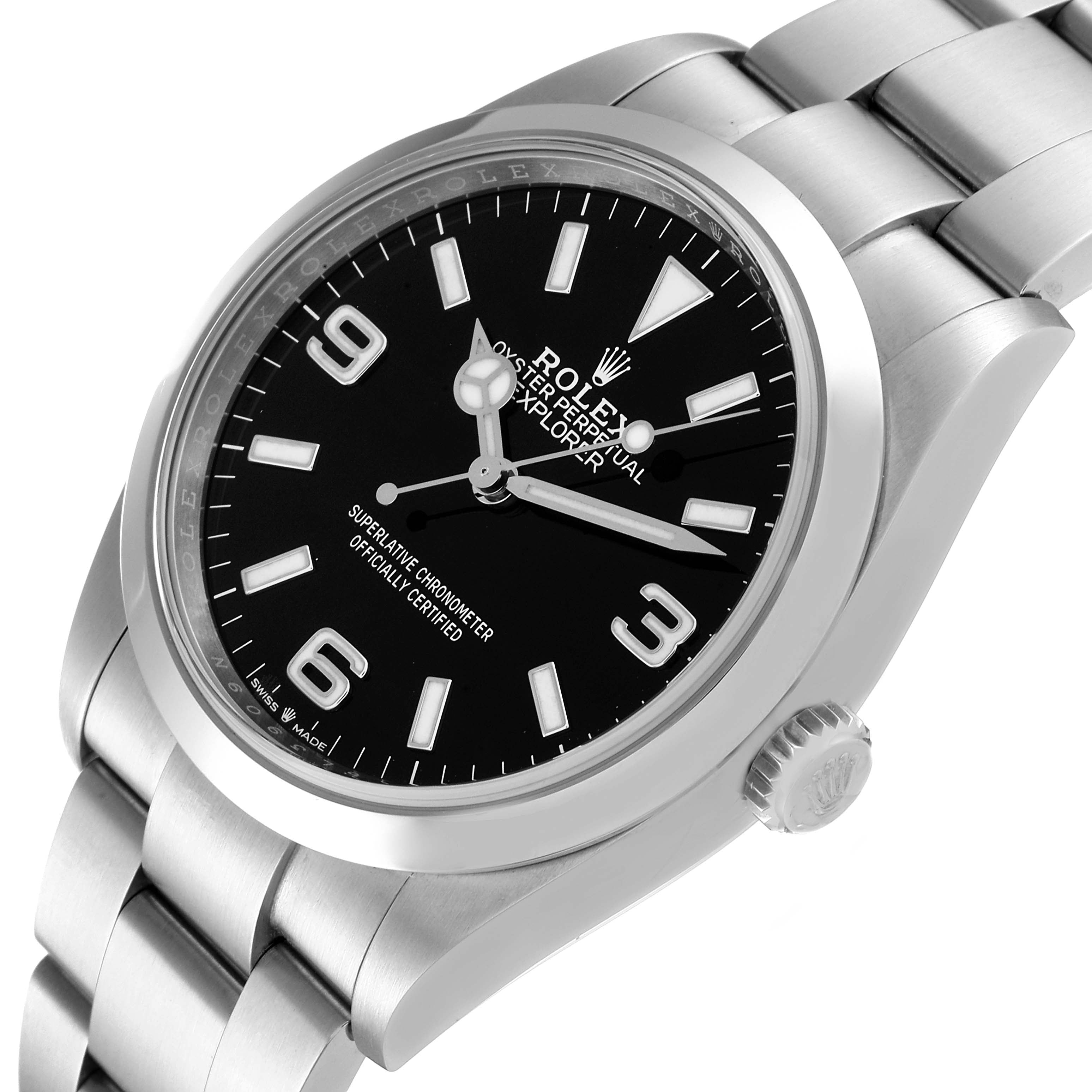 Rolex Explorer I 36mm Black Dial Stainless Steel Mens Watch 124270 Unworn