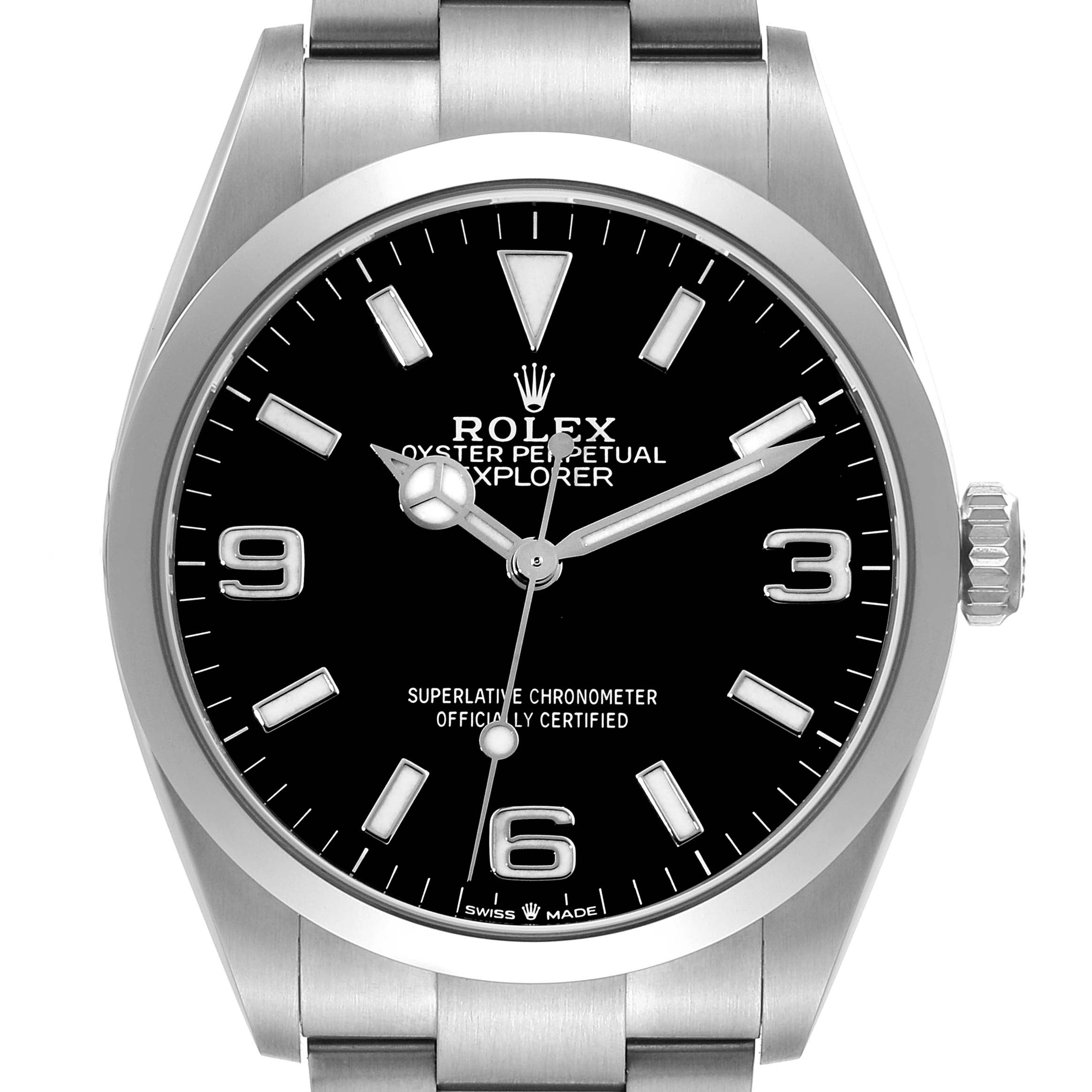 Rolex Explorer I 36mm Black Dial Stainless Steel Mens Watch 124270 Unworn