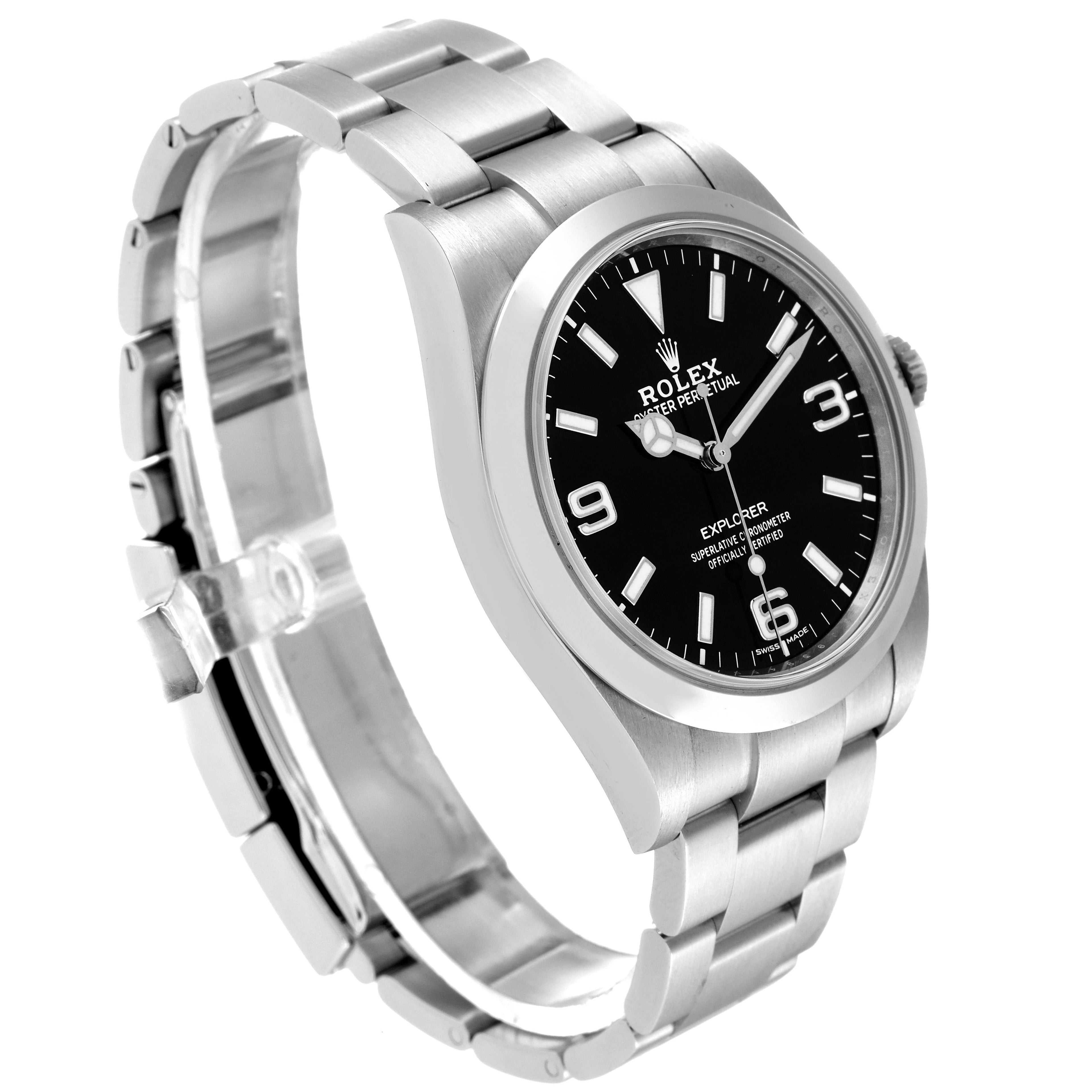 Rolex Explorer I 39mm Luminescent Arabic Numerals Mens Watch 214270 Box Card