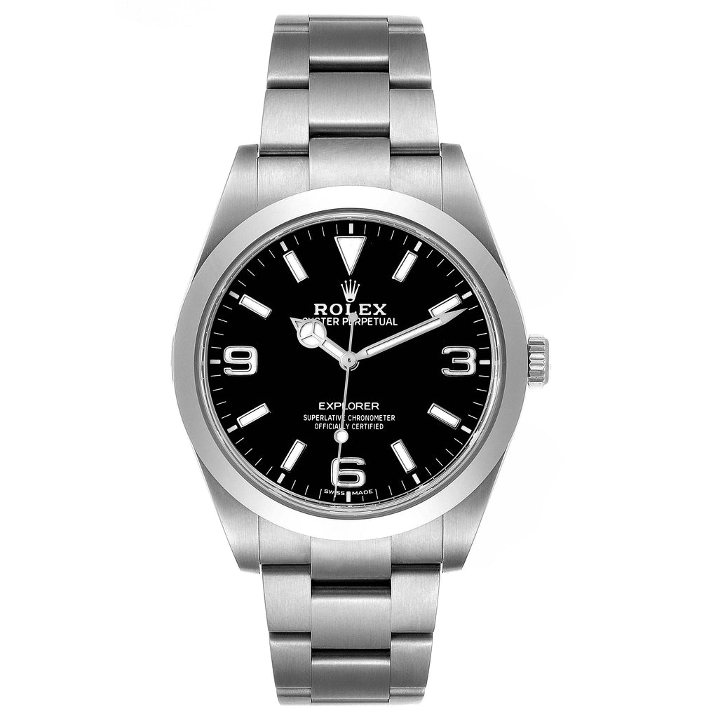 Rolex Explorer I 39mm Luminescent Arabic Numerals Mens Watch 214270 Box Card