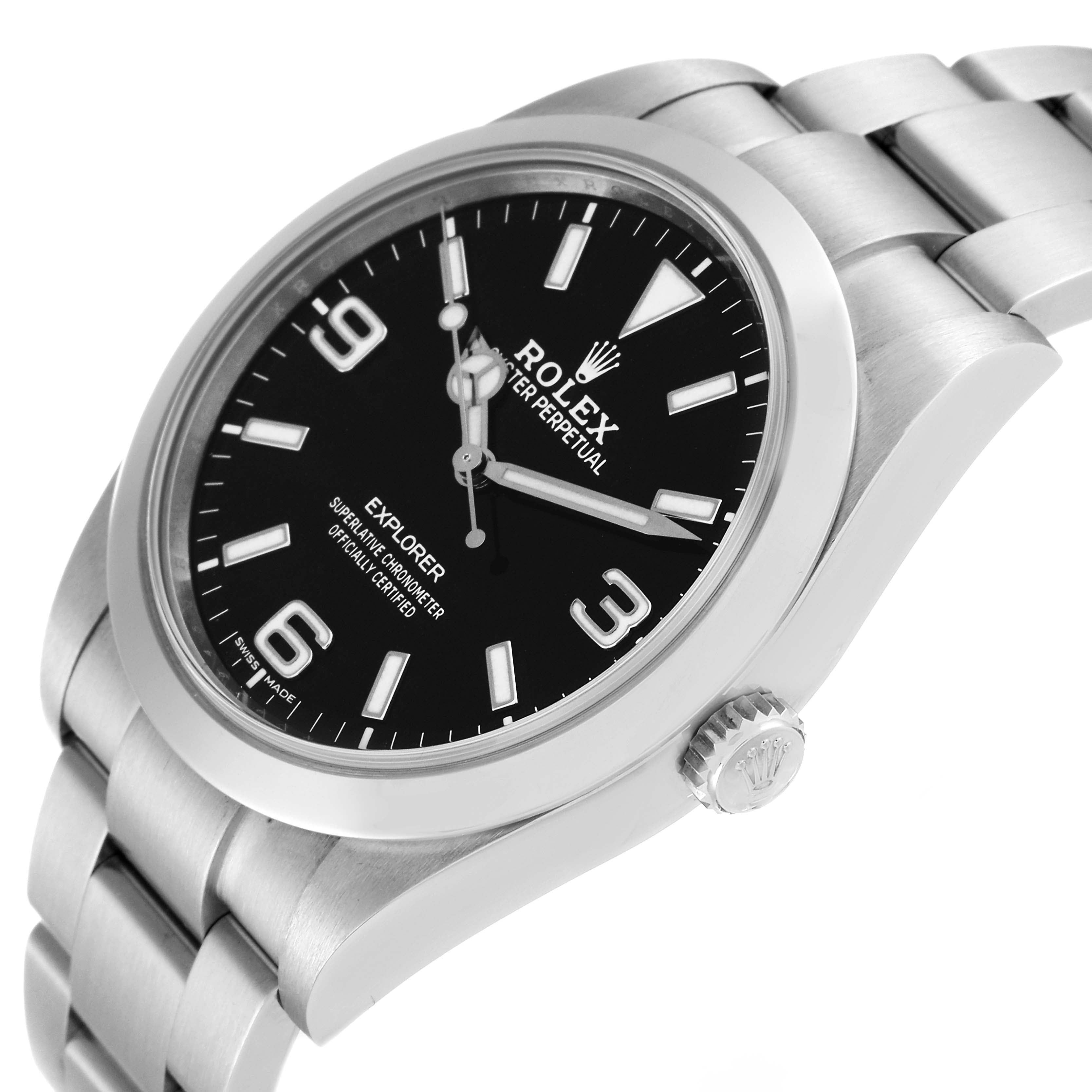 Rolex Explorer I 39mm Luminescent Arabic Numerals Mens Watch 214270 Box Card