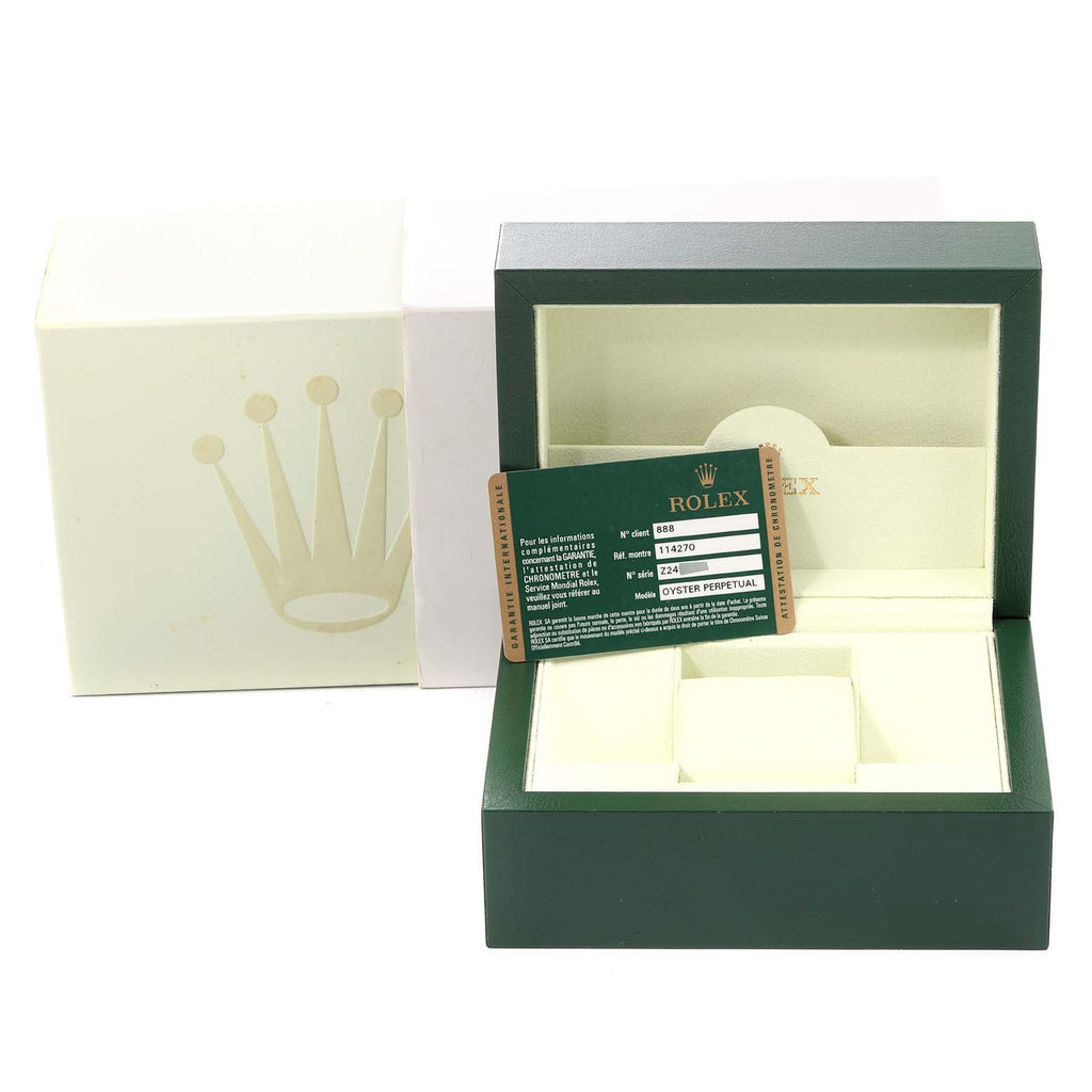 Rolex Explorer I Black Dial Stainless Steel Mens Watch 114270 Box Card