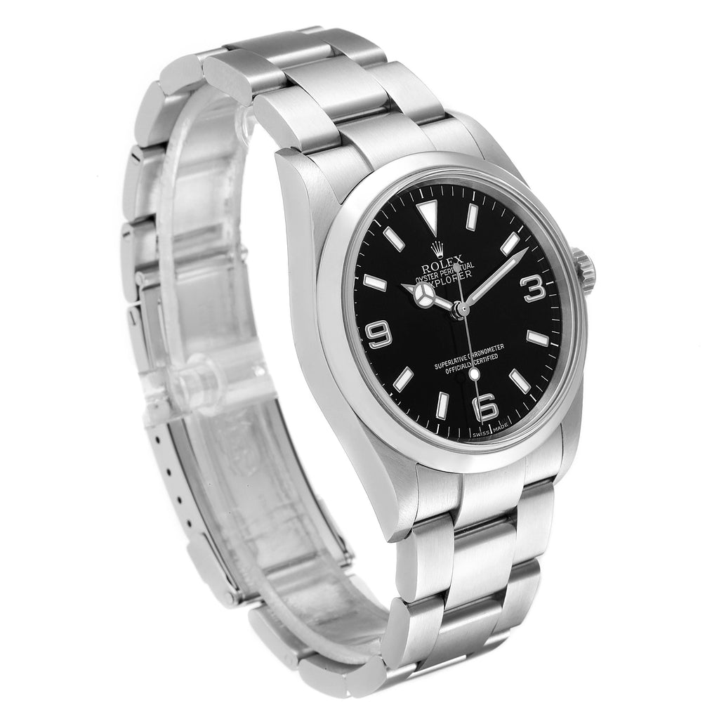 Rolex Explorer I Black Dial Stainless Steel Mens Watch 114270 Box Card
