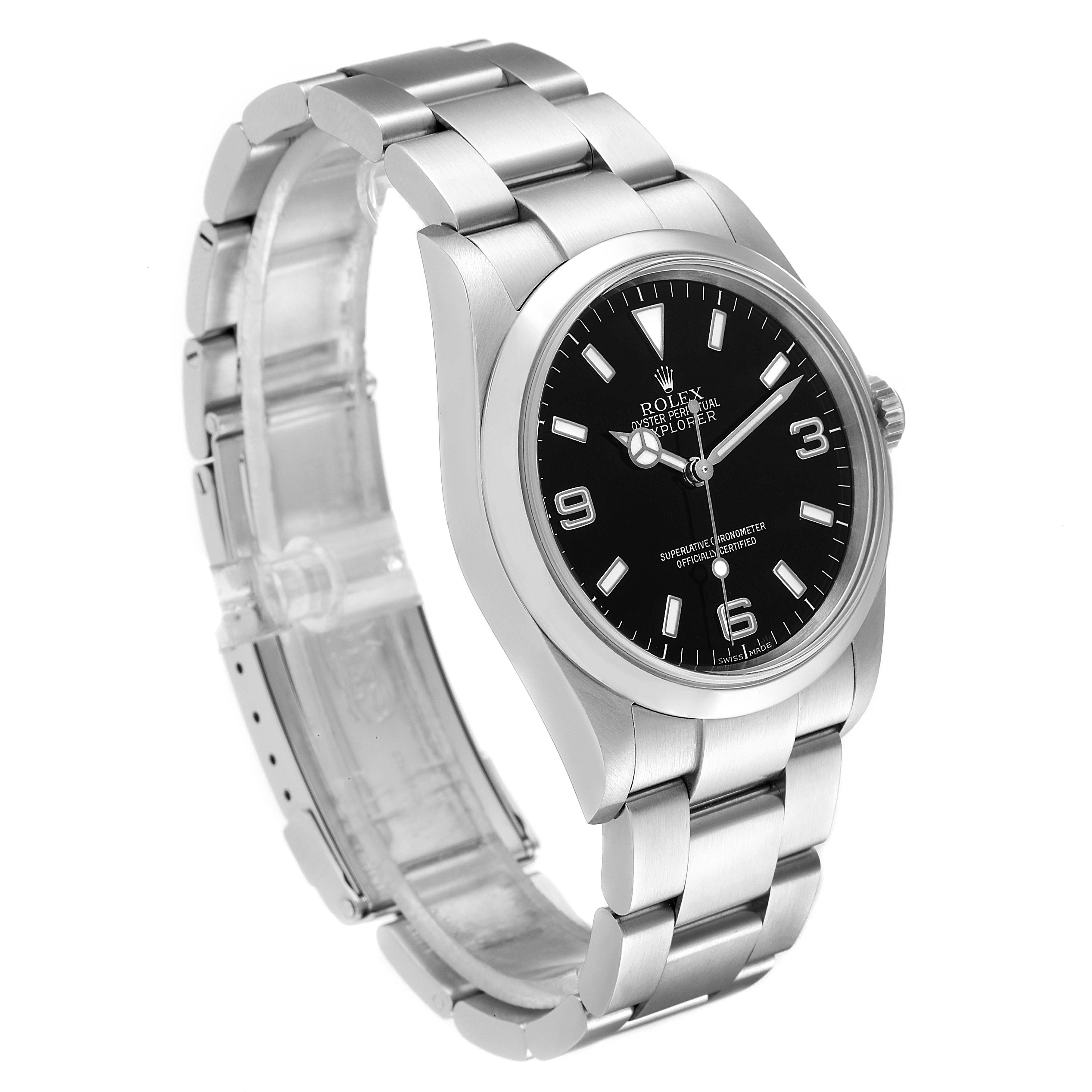 Rolex Explorer I Black Dial Stainless Steel Mens Watch 114270 Box Card