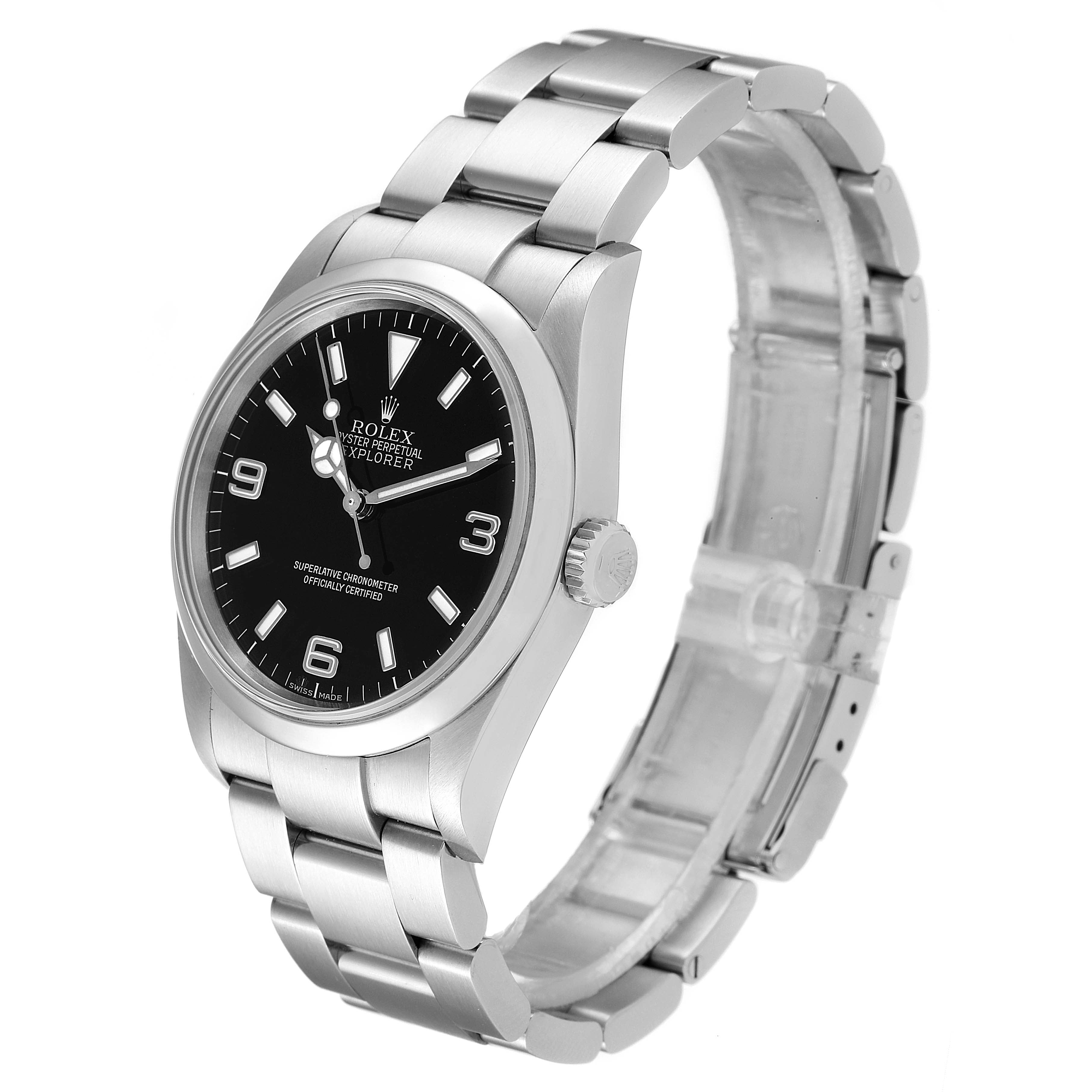 Rolex Explorer I Black Dial Stainless Steel Mens Watch 114270 Box Card