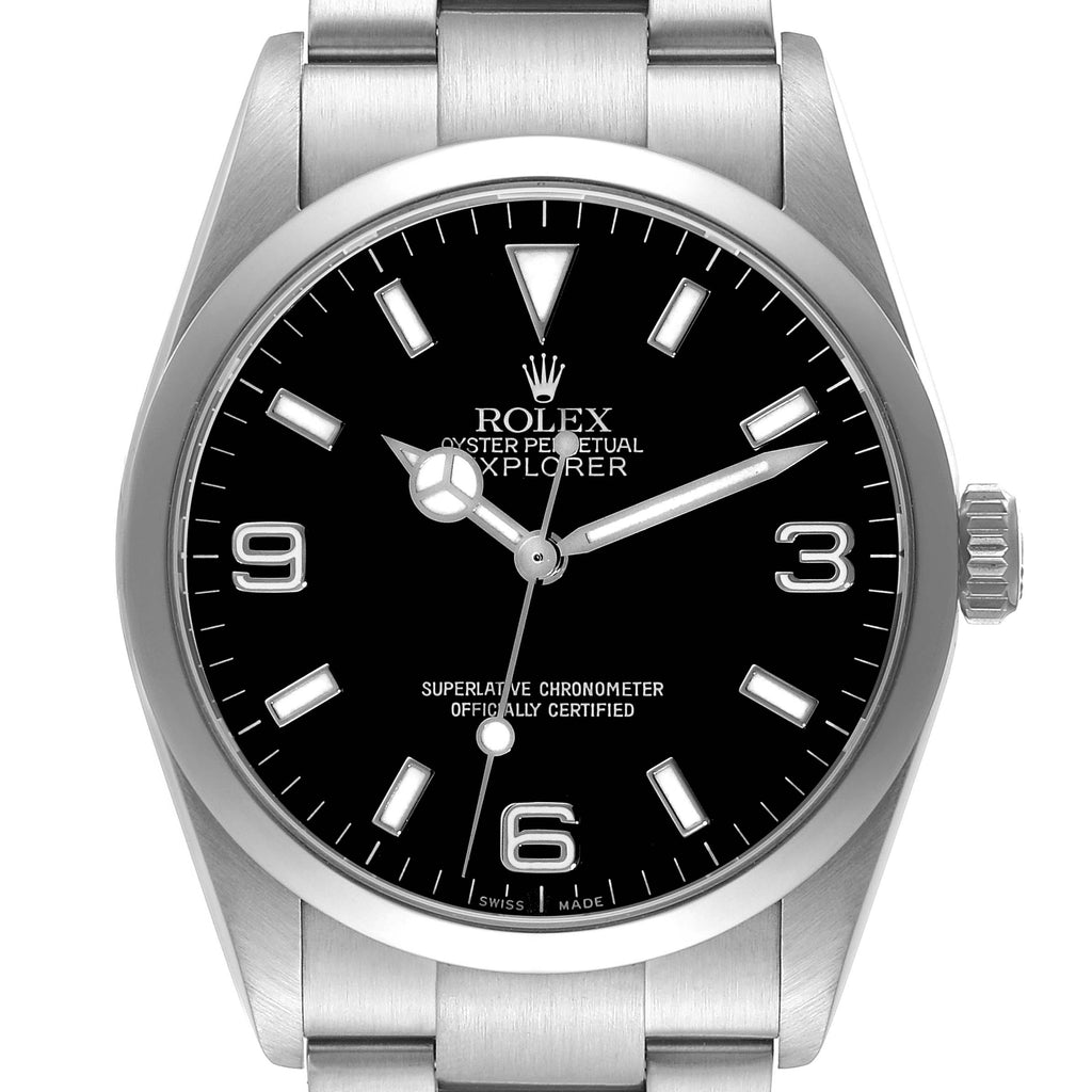 Rolex Explorer I Black Dial Stainless Steel Mens Watch 114270 Box Papers