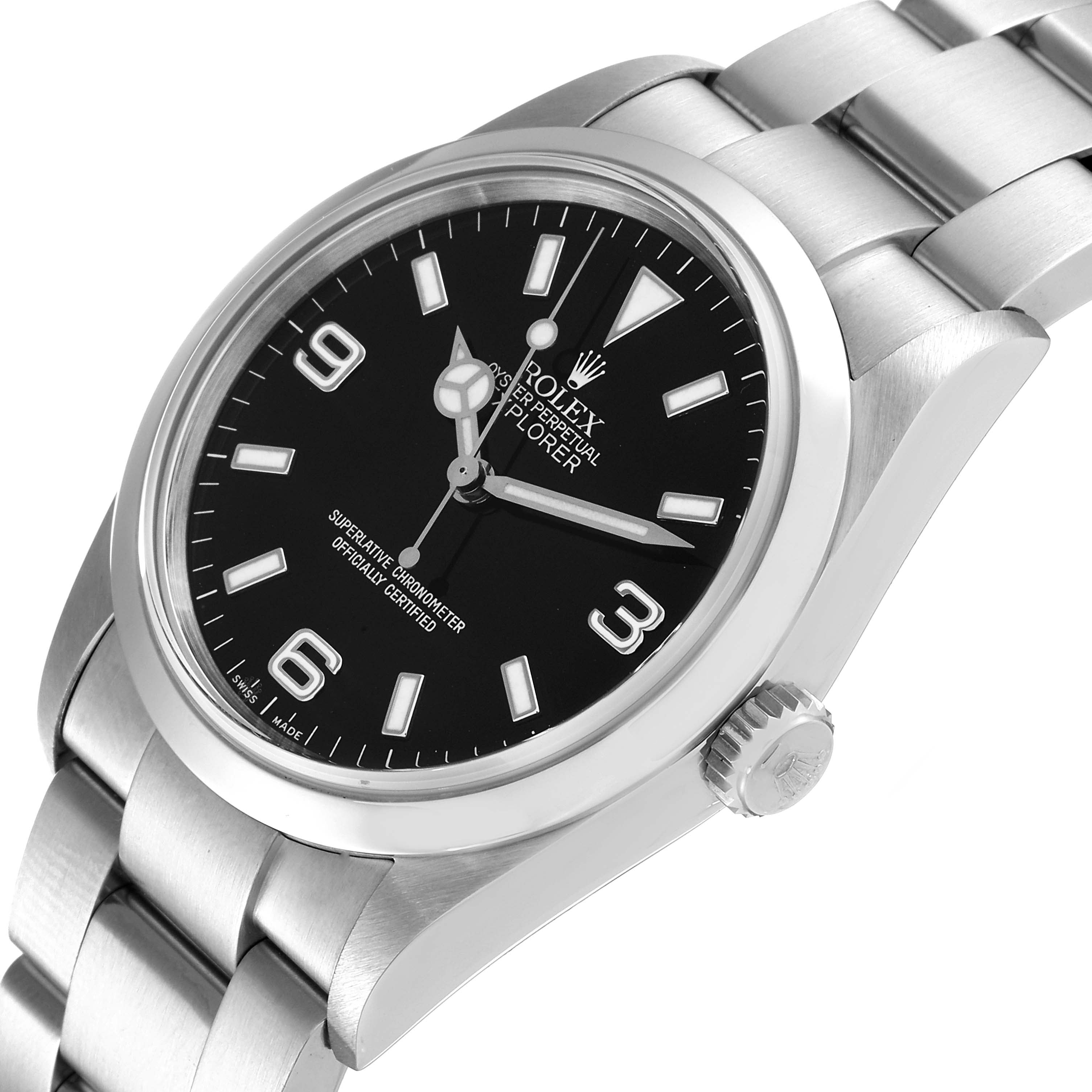 Rolex Explorer I Black Dial Stainless Steel Mens Watch 114270 Box Papers