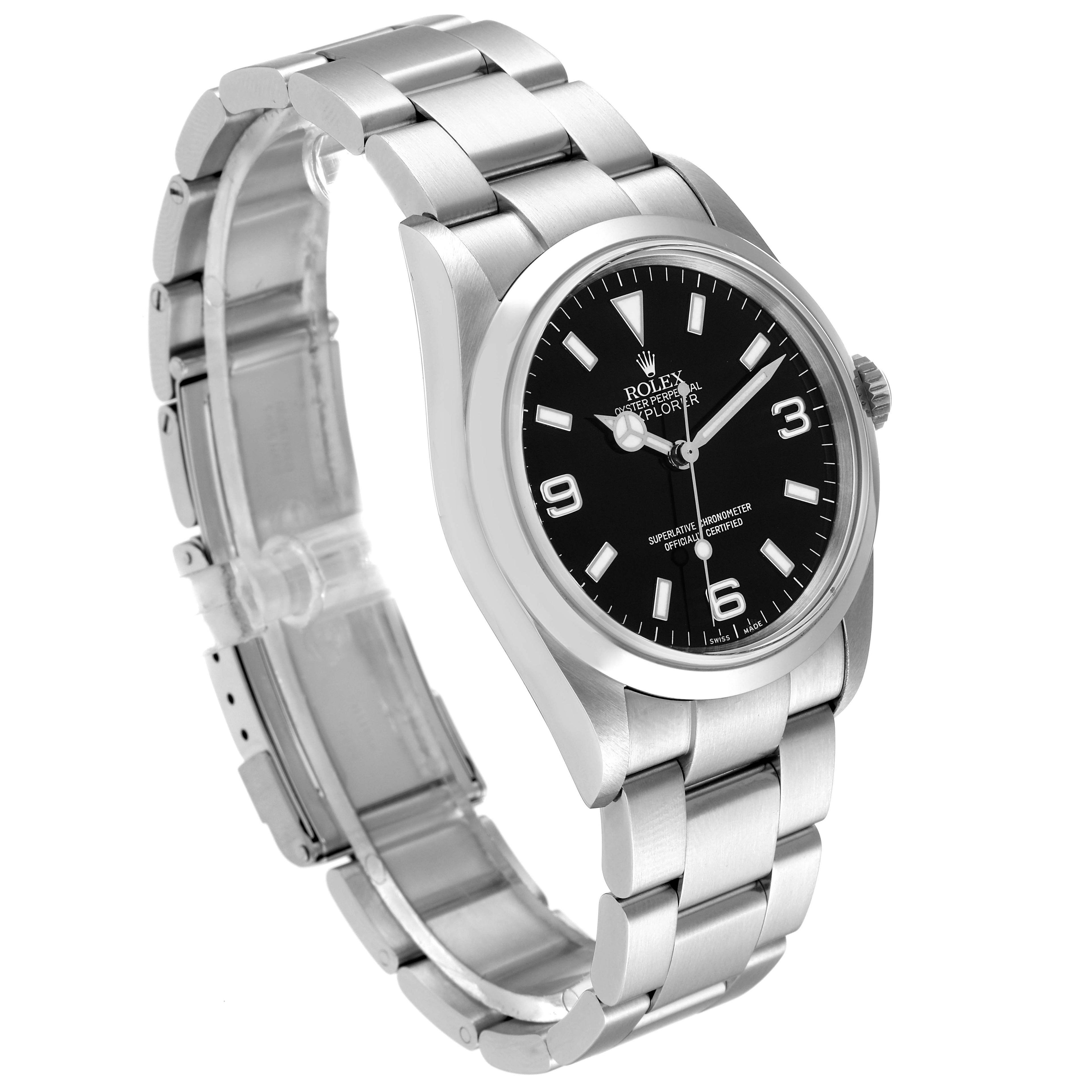 Rolex Explorer I Black Dial Stainless Steel Mens Watch 114270 Box Papers
