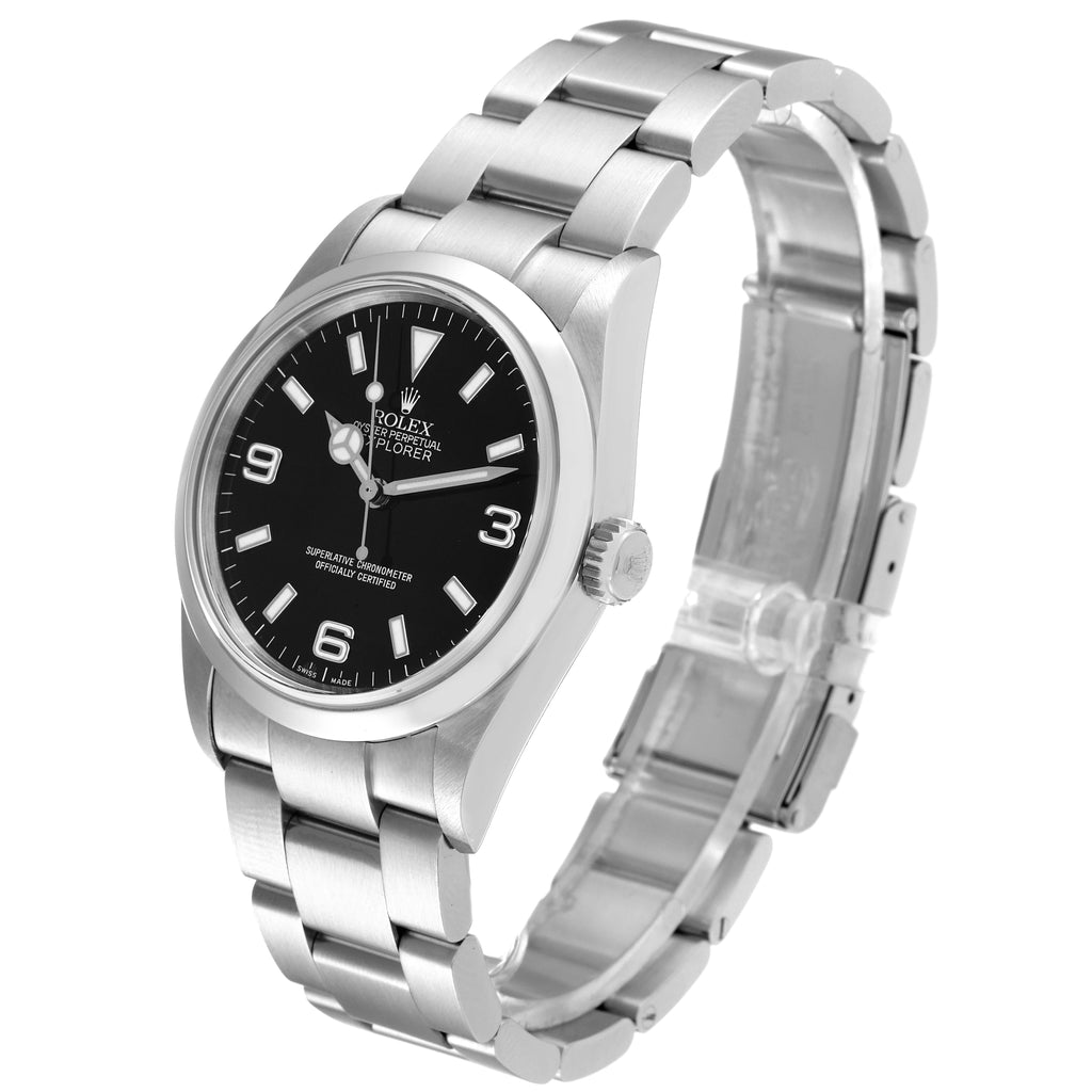 Rolex Explorer I Black Dial Stainless Steel Mens Watch 114270 Box Papers