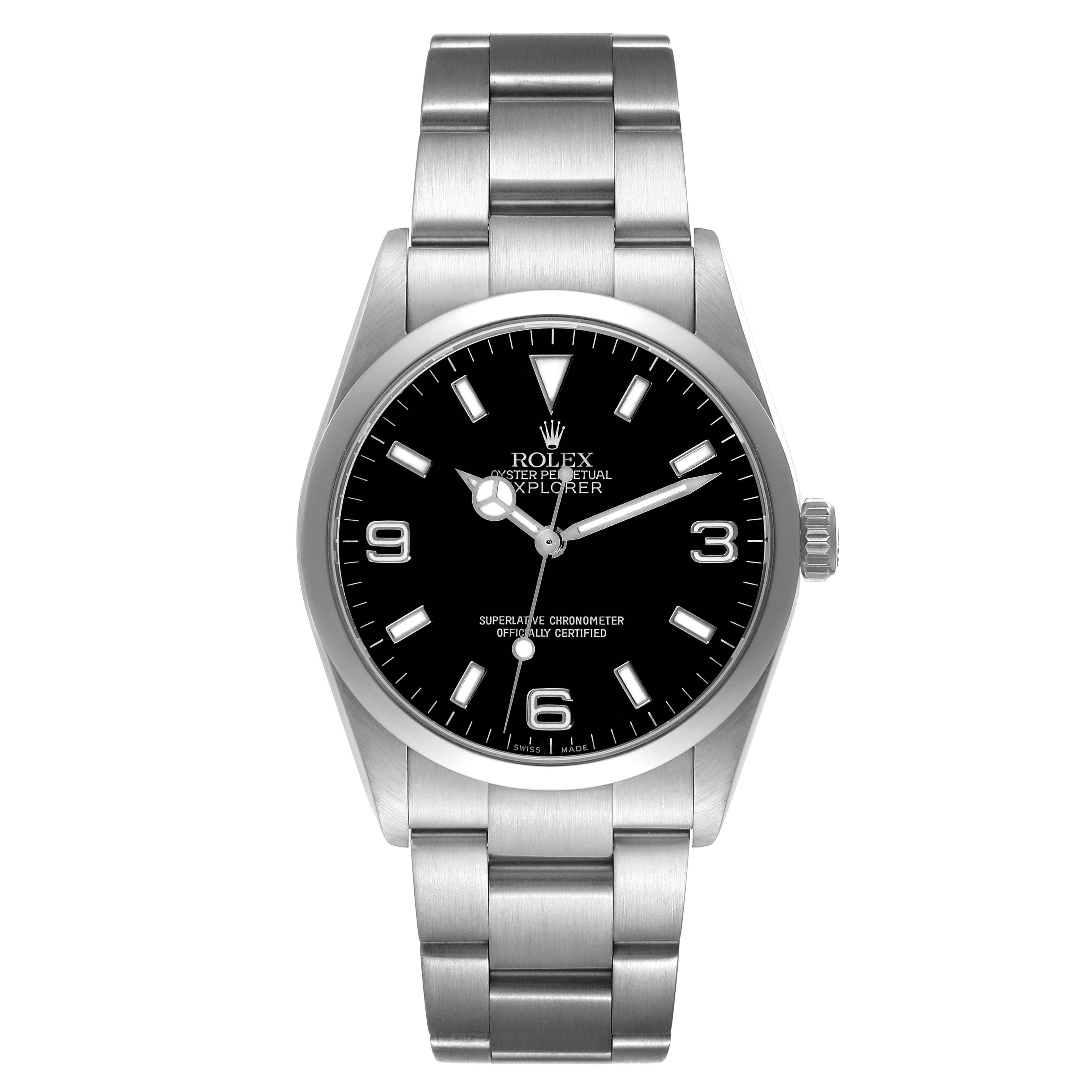 Rolex Explorer I Black Dial Stainless Steel Mens Watch 114270 Box Papers
