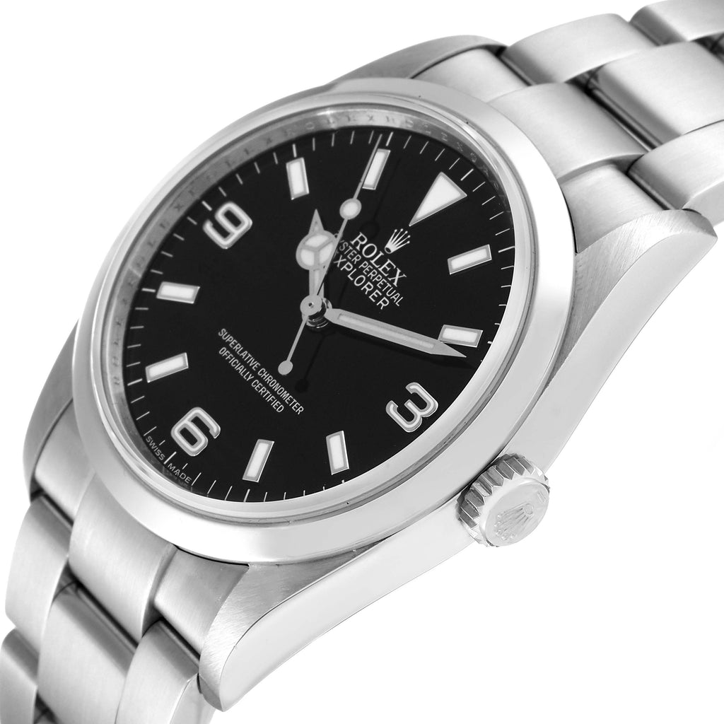 Rolex Explorer I Black Dial Stainless Steel Mens Watch 114270 Box Service Card