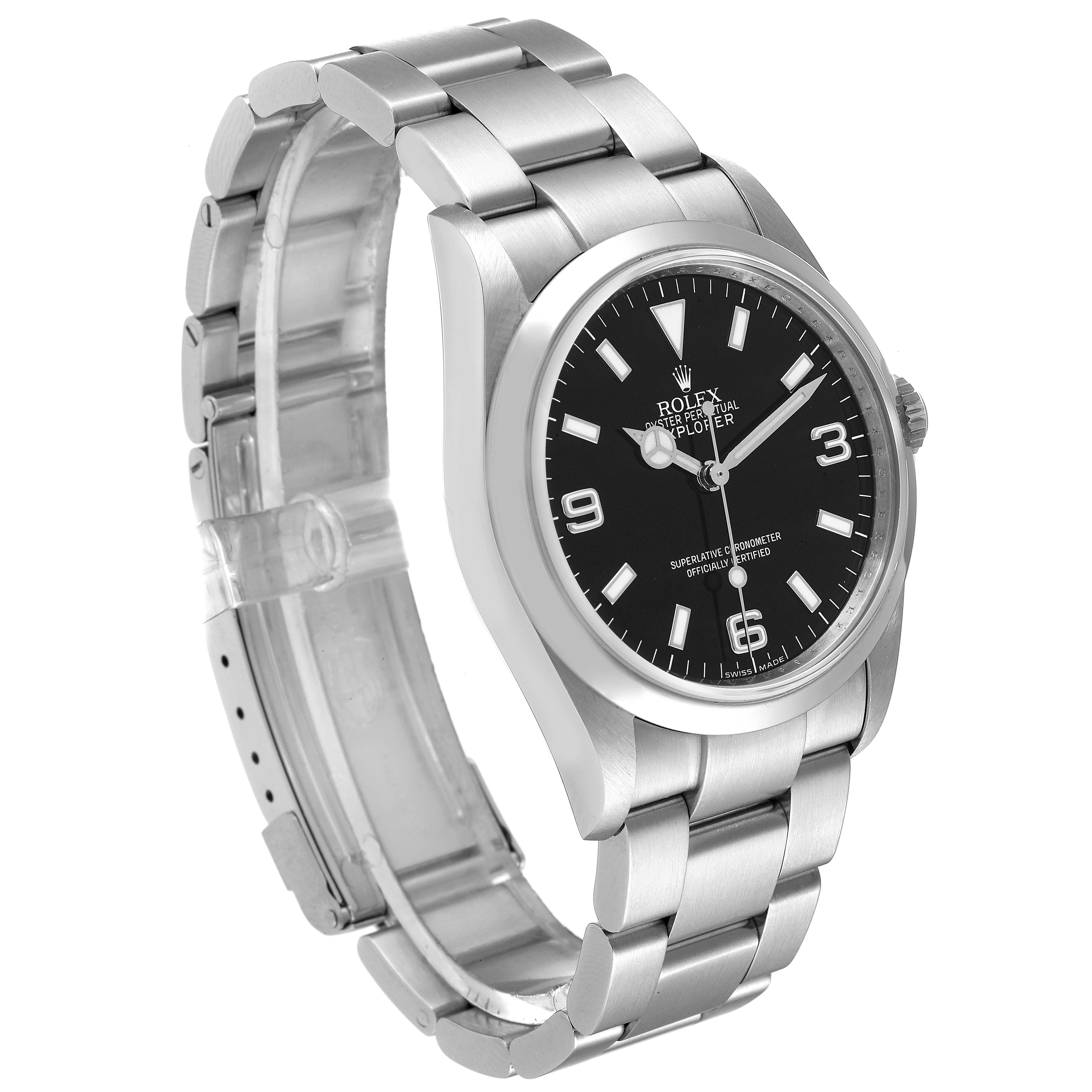 Rolex Explorer I Black Dial Stainless Steel Mens Watch 114270 Box Service Card