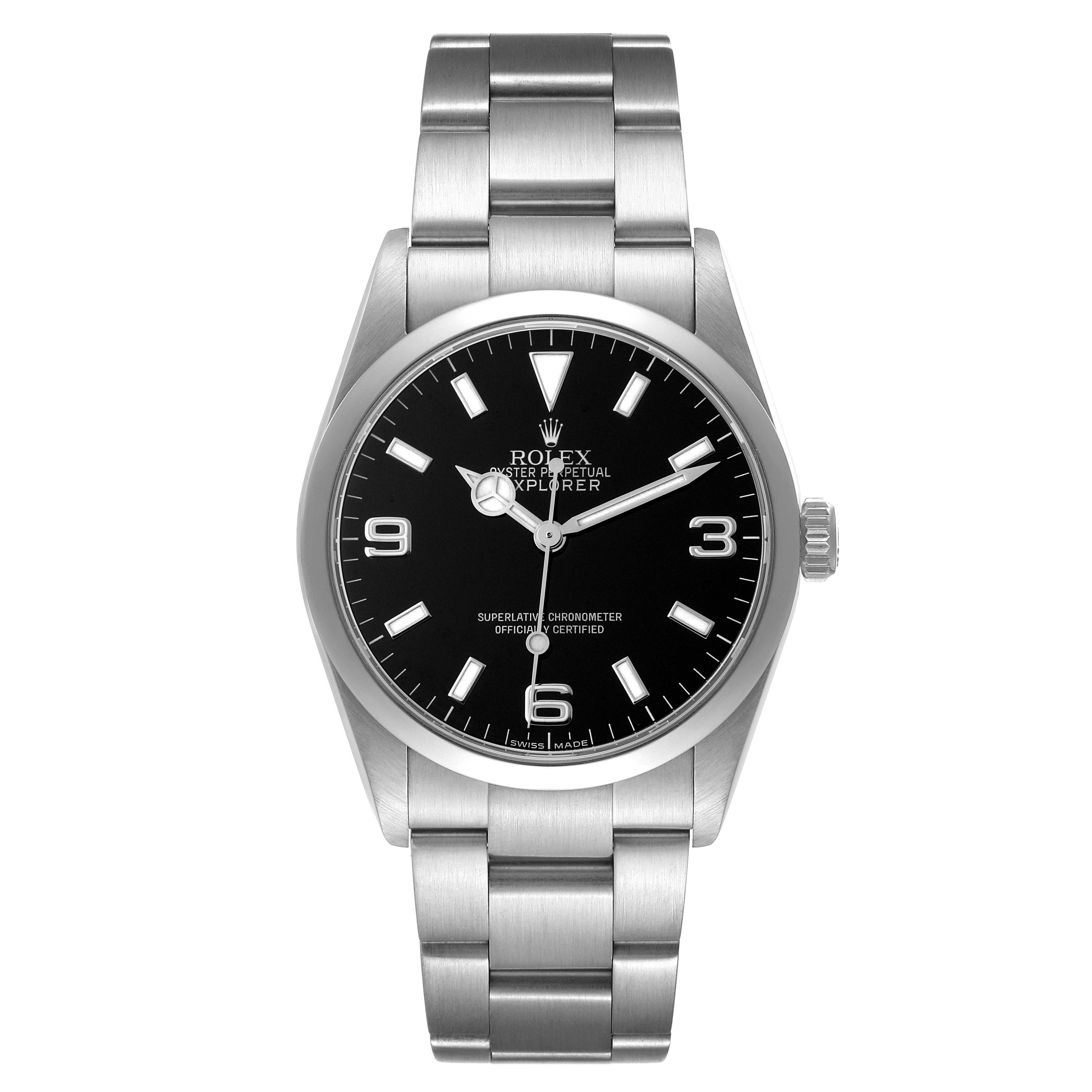 Rolex Explorer I Black Dial Stainless Steel Mens Watch 114270 Box Service Card
