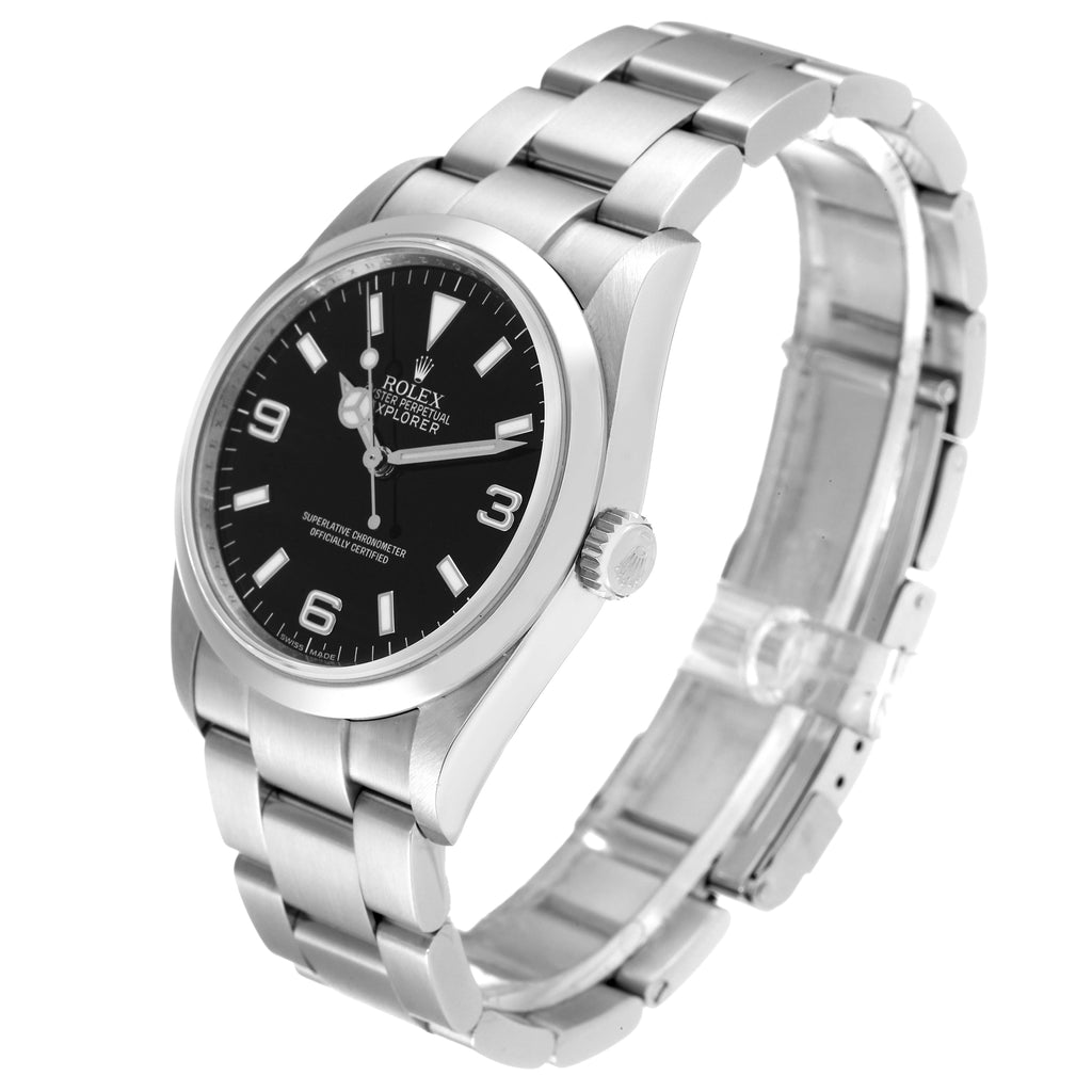 Rolex Explorer I Black Dial Stainless Steel Mens Watch 114270 Box Service Card