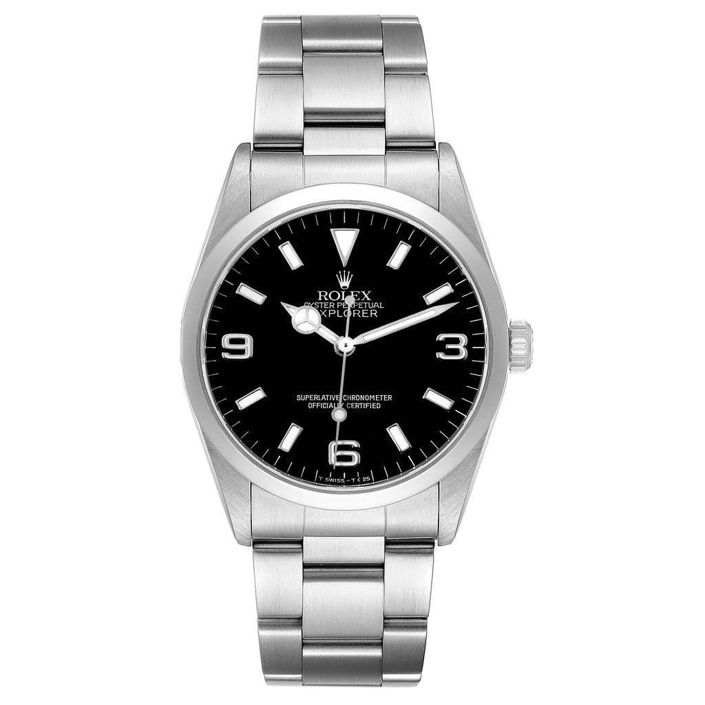 Rolex Explorer I Black Dial Stainless Steel Mens Watch 14270 Box Papers