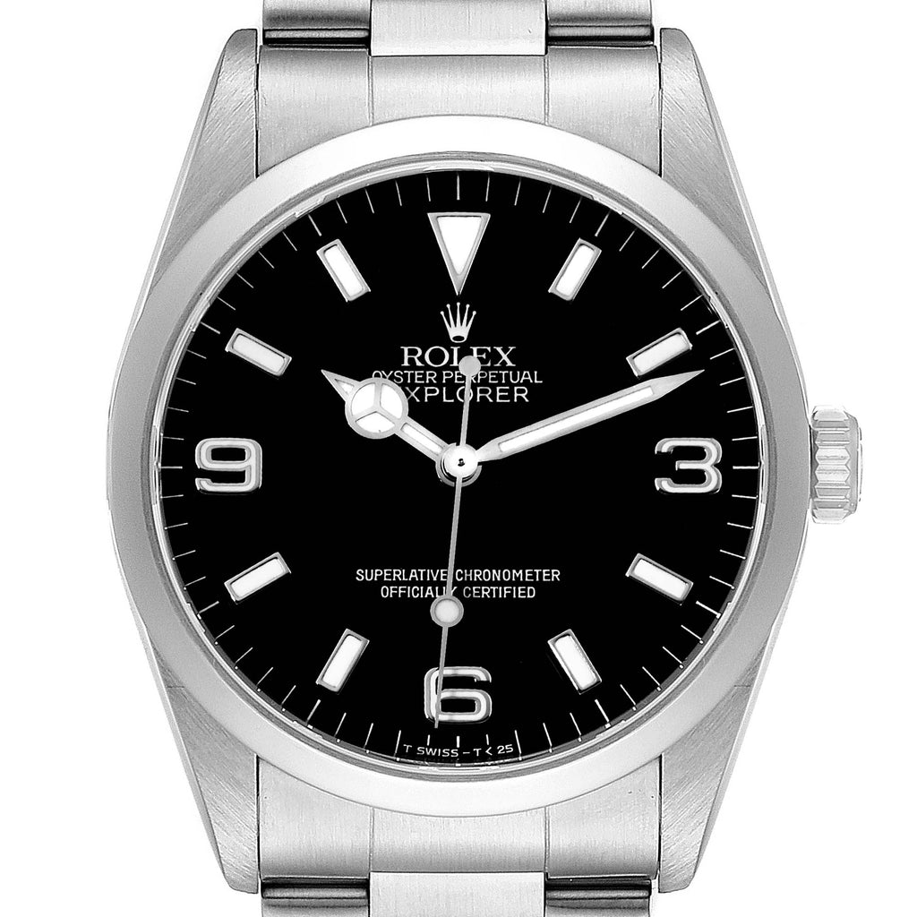 Rolex Explorer I Black Dial Stainless Steel Mens Watch 14270 Box Papers