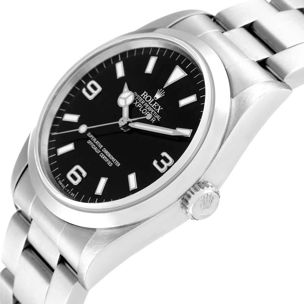 Rolex Explorer I Black Dial Stainless Steel Mens Watch 14270 Box Papers