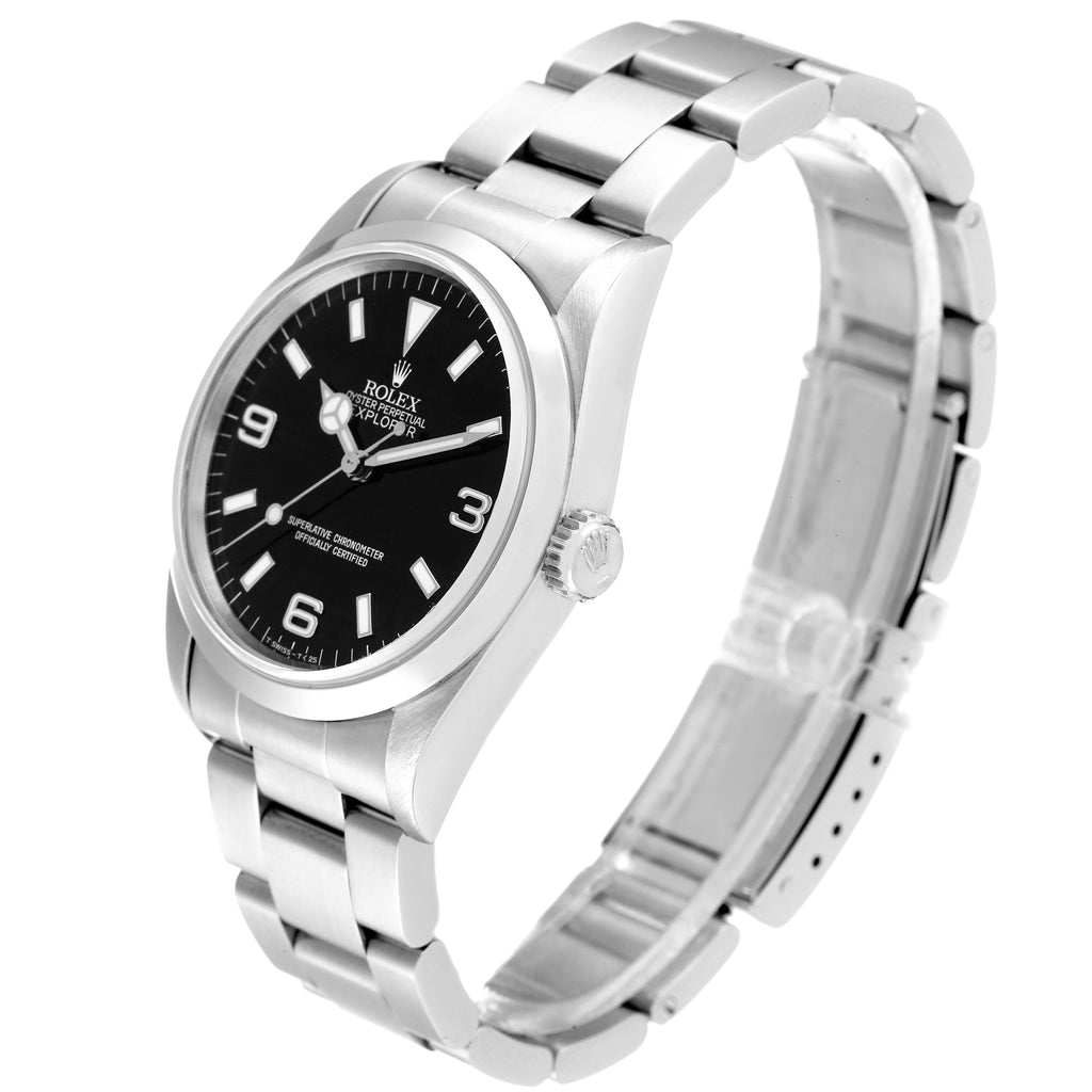 Rolex Explorer I Black Dial Stainless Steel Mens Watch 14270 Box Papers