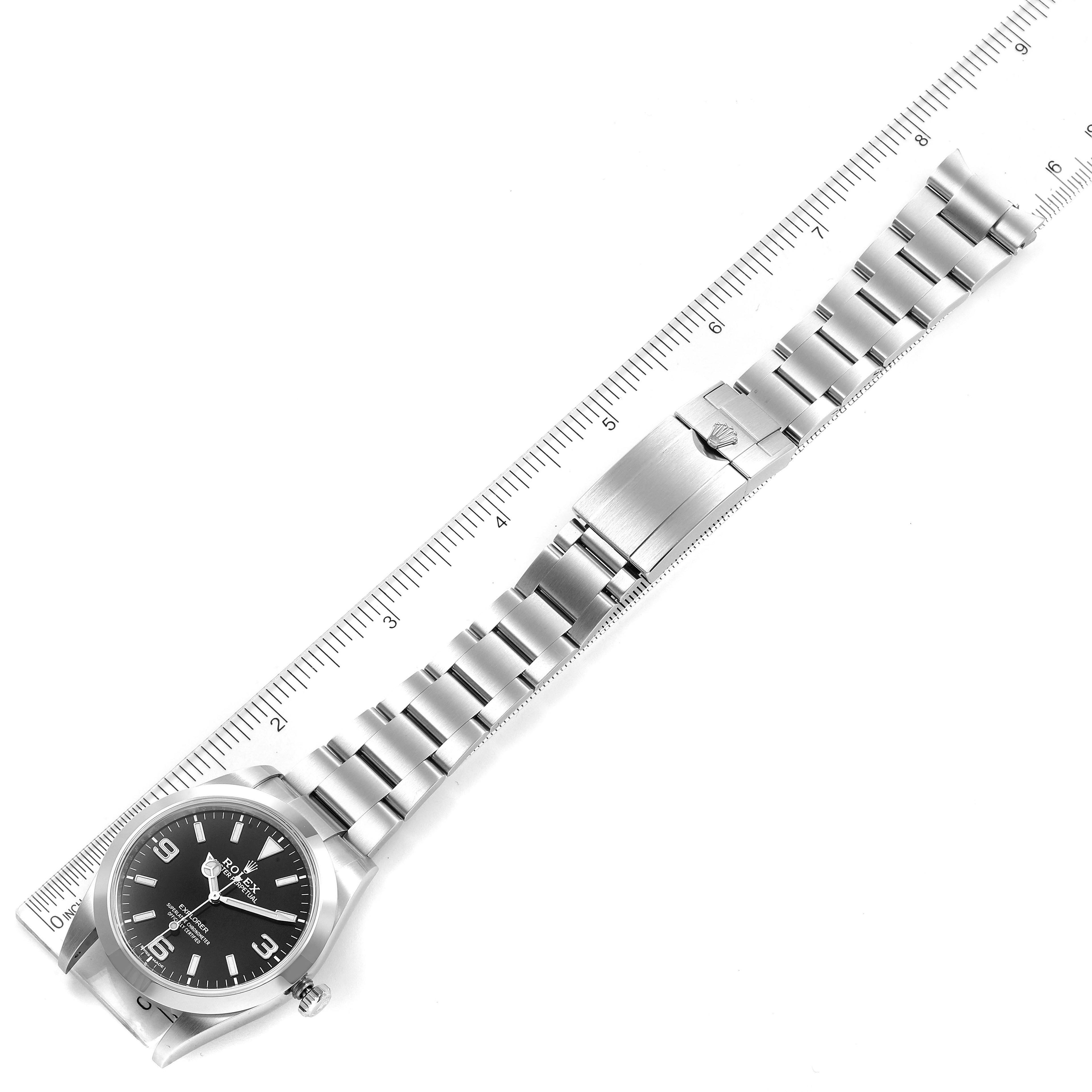 Rolex Explorer I Luminescent Arabic Numerals Steel Mens Watch 214270 Box Card