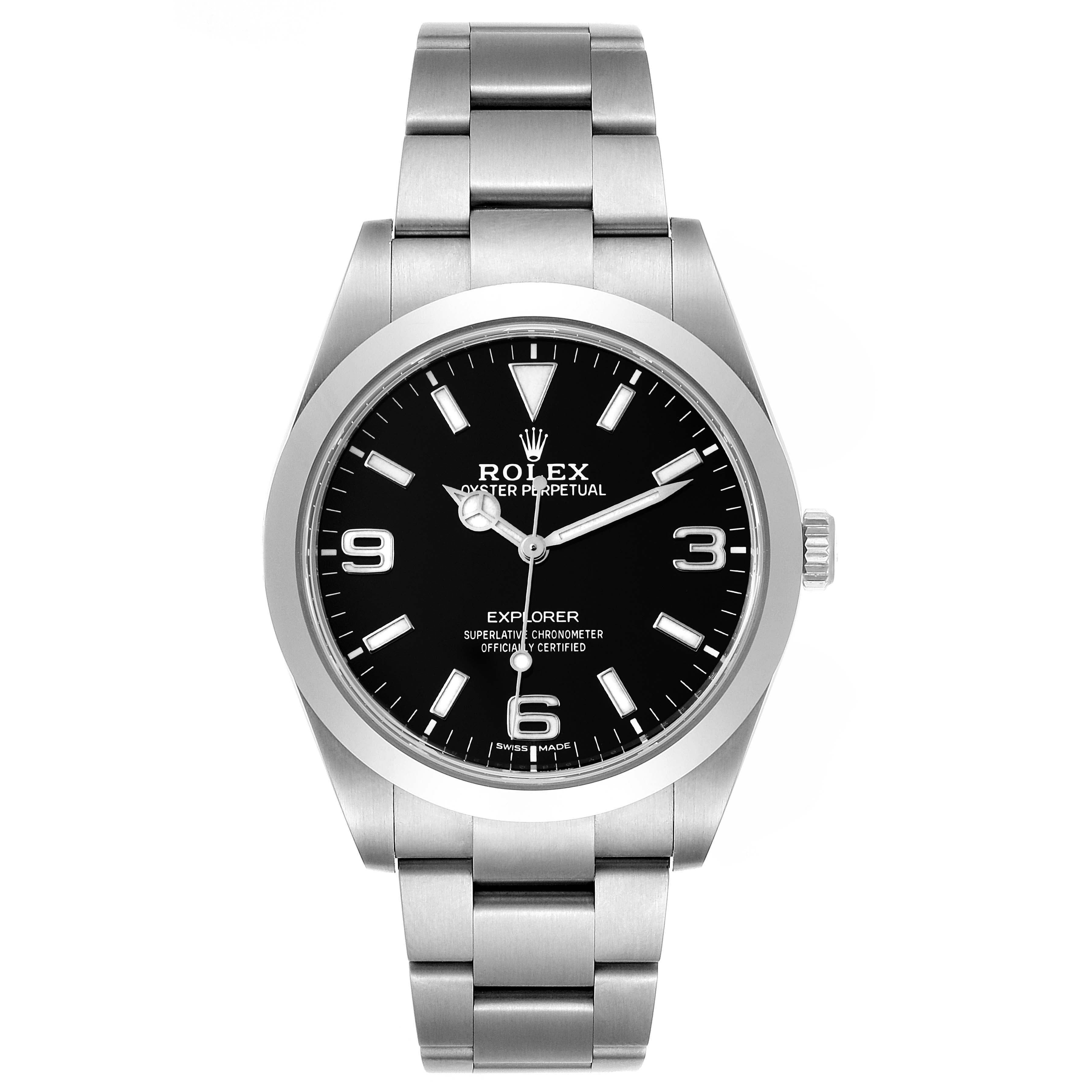 Rolex Explorer I Luminescent Arabic Numerals Mens Watch 214270 Box Card