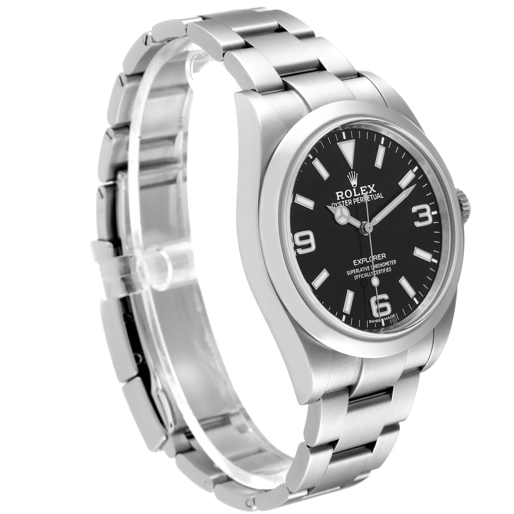Rolex Explorer I Luminescent Arabic Numerals Mens Watch 214270 Box Card