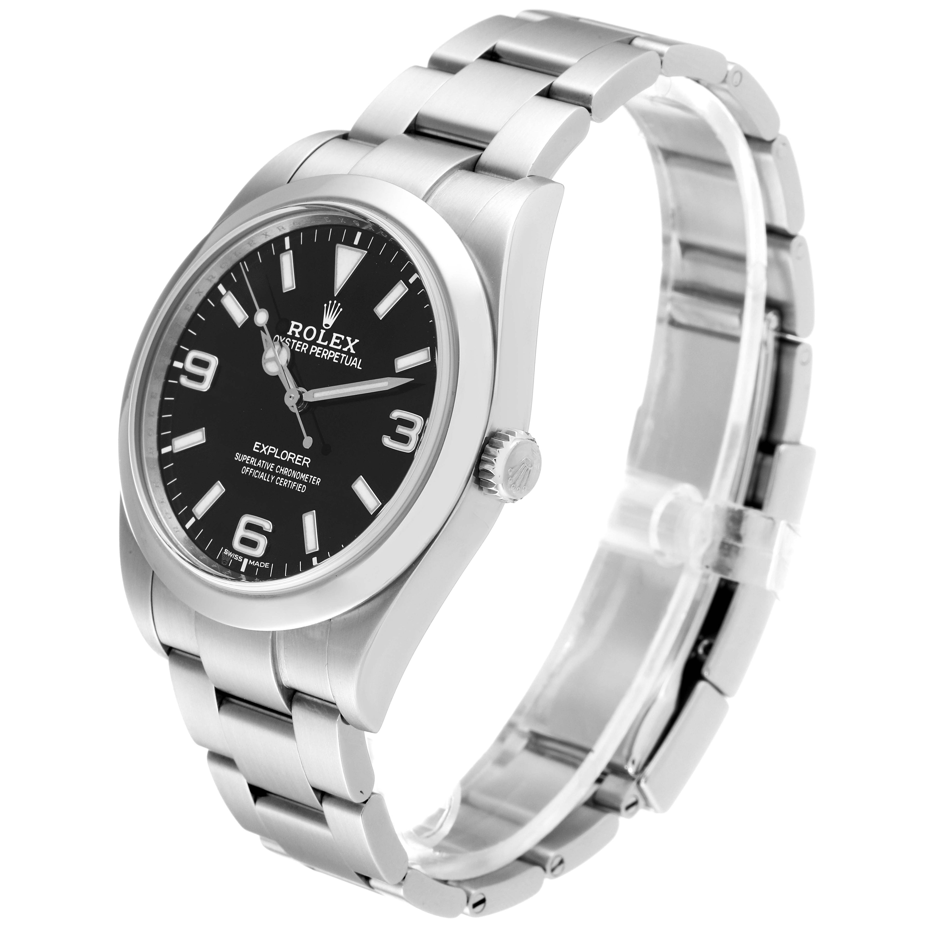 Rolex Explorer I Luminescent Arabic Numerals Mens Watch 214270 Box Card