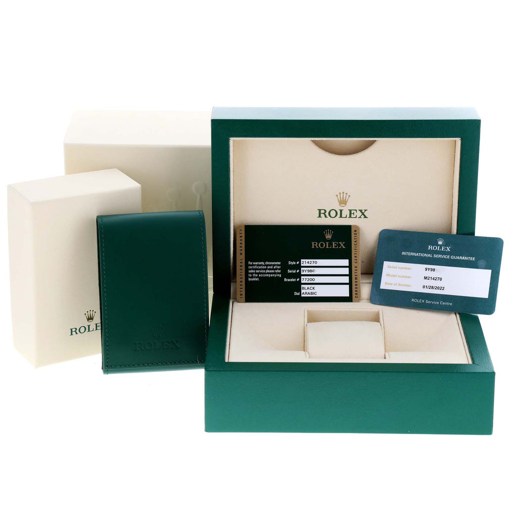 Rolex Explorer I Luminescent Arabic Numerals Mens Watch 214270 Box Card