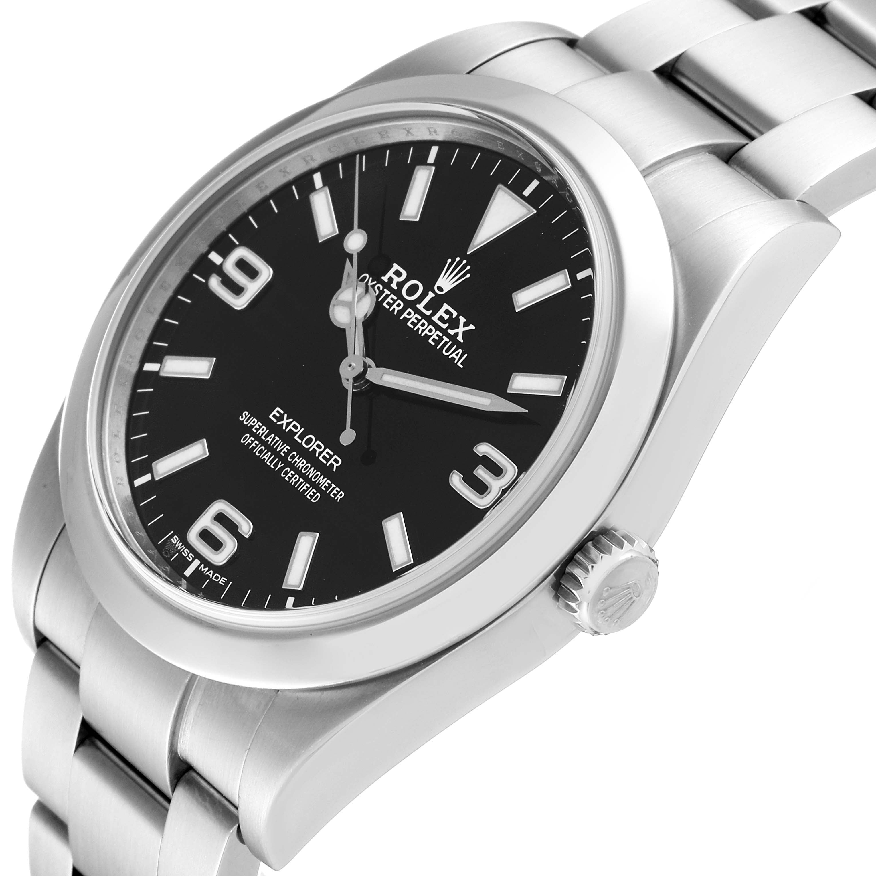 Rolex Explorer I Luminescent Arabic Numerals Mens Watch 214270 Box Card