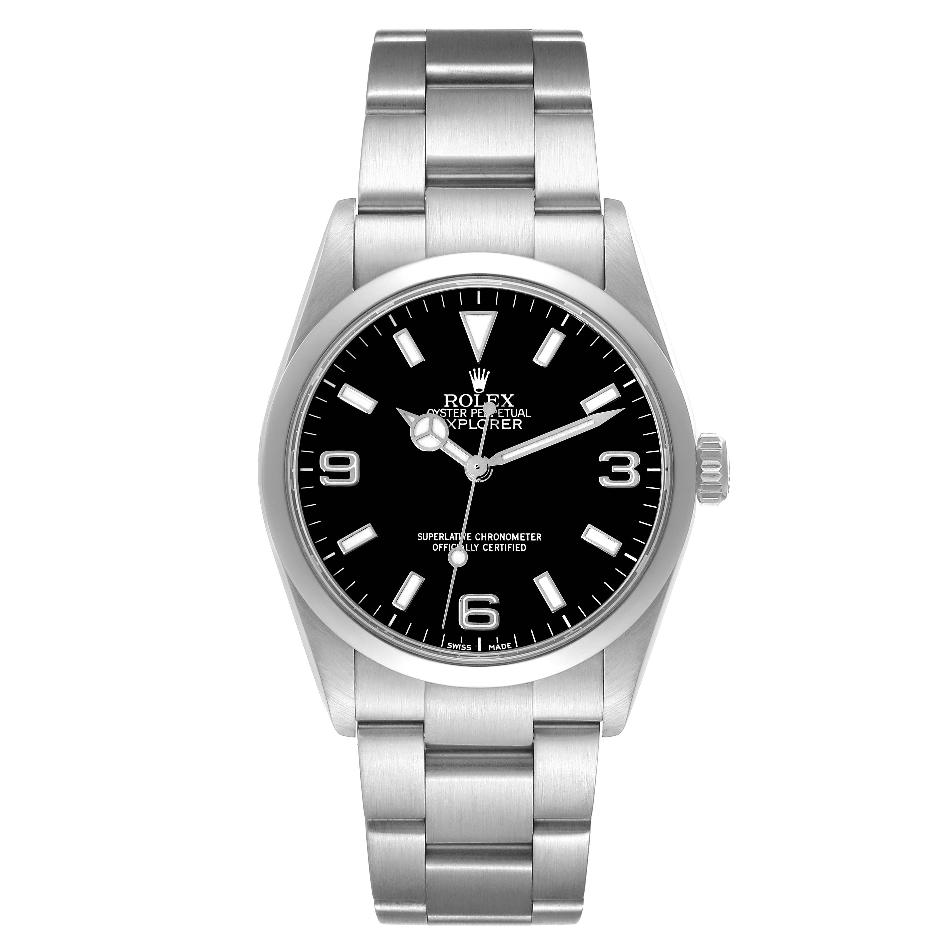 Rolex Explorer I Luminous Numbers Steel Mens Watch 114270 Box Papers