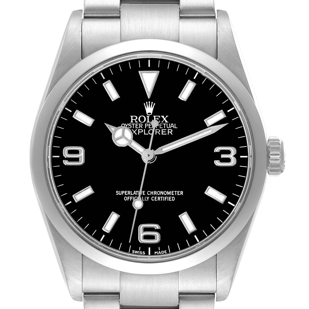 Rolex Explorer I Luminous Numbers Steel Mens Watch 114270 Box Papers