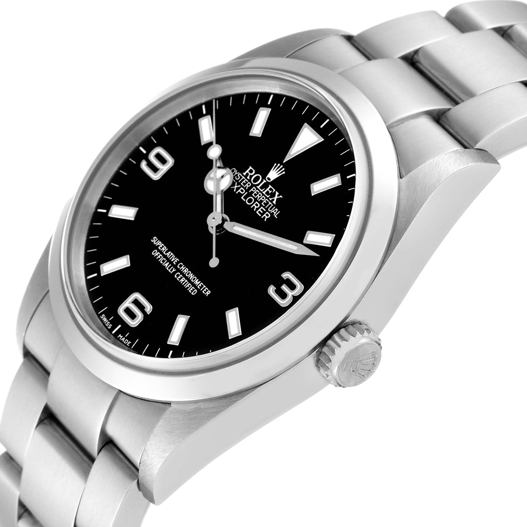 Rolex Explorer I Luminous Numbers Steel Mens Watch 114270 Box Papers