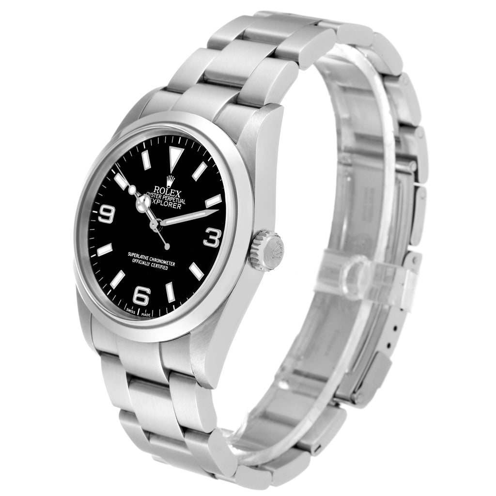 Rolex Explorer I Luminous Numbers Steel Mens Watch 114270 Box Papers