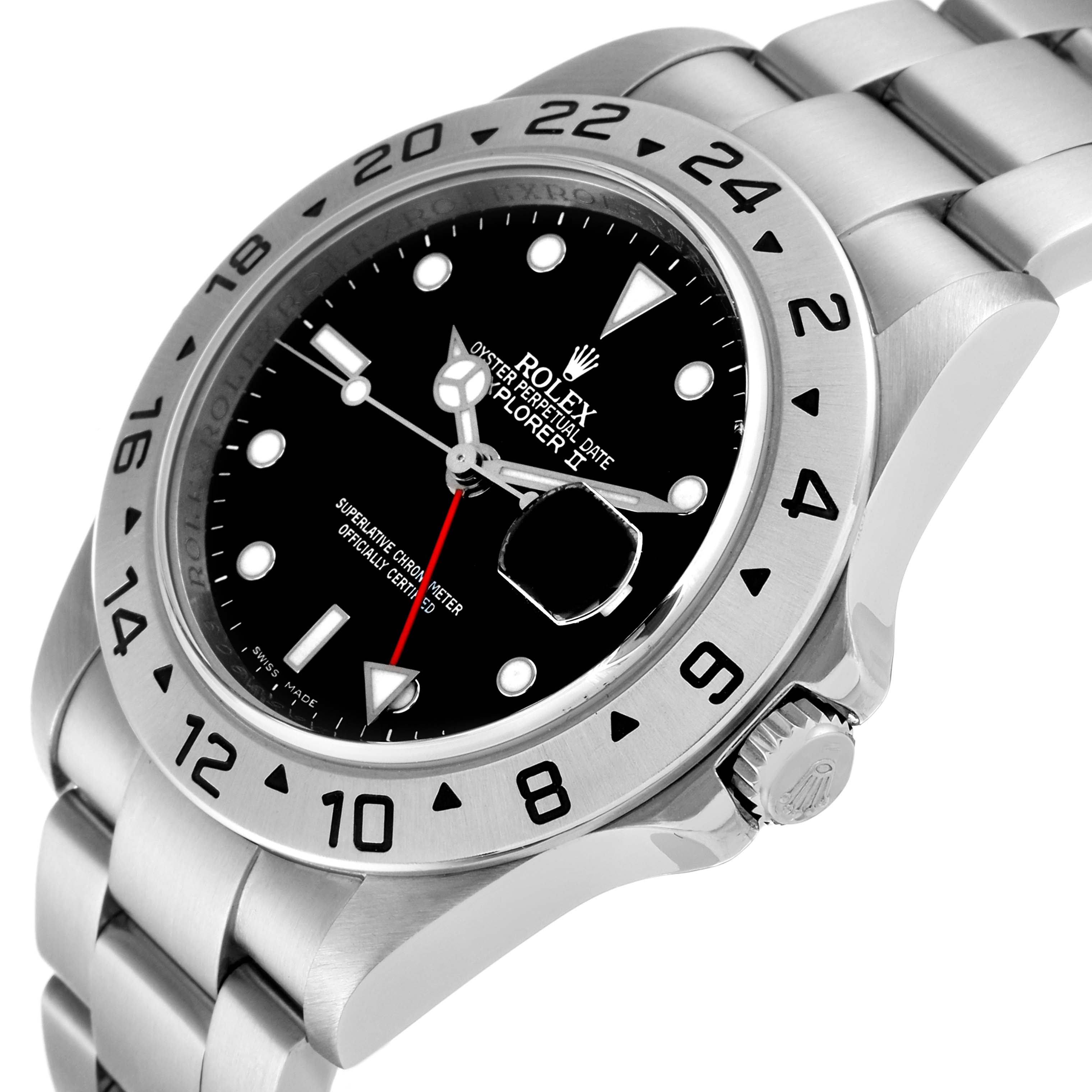 Rolex Explorer II 40mm Black Dial Parachrom Hairspring Mens Watch 16570