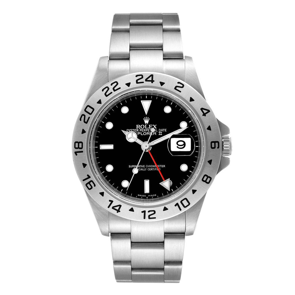 Rolex Explorer II 40mm Black Dial Parachrom Hairspring Mens Watch 16570