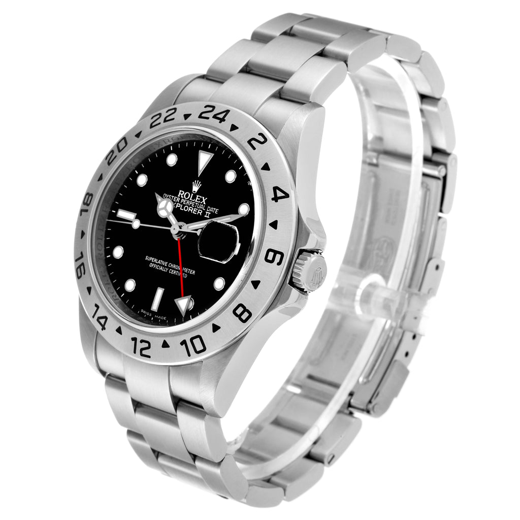 Rolex Explorer II 40mm Black Dial Parachrom Hairspring Mens Watch 16570