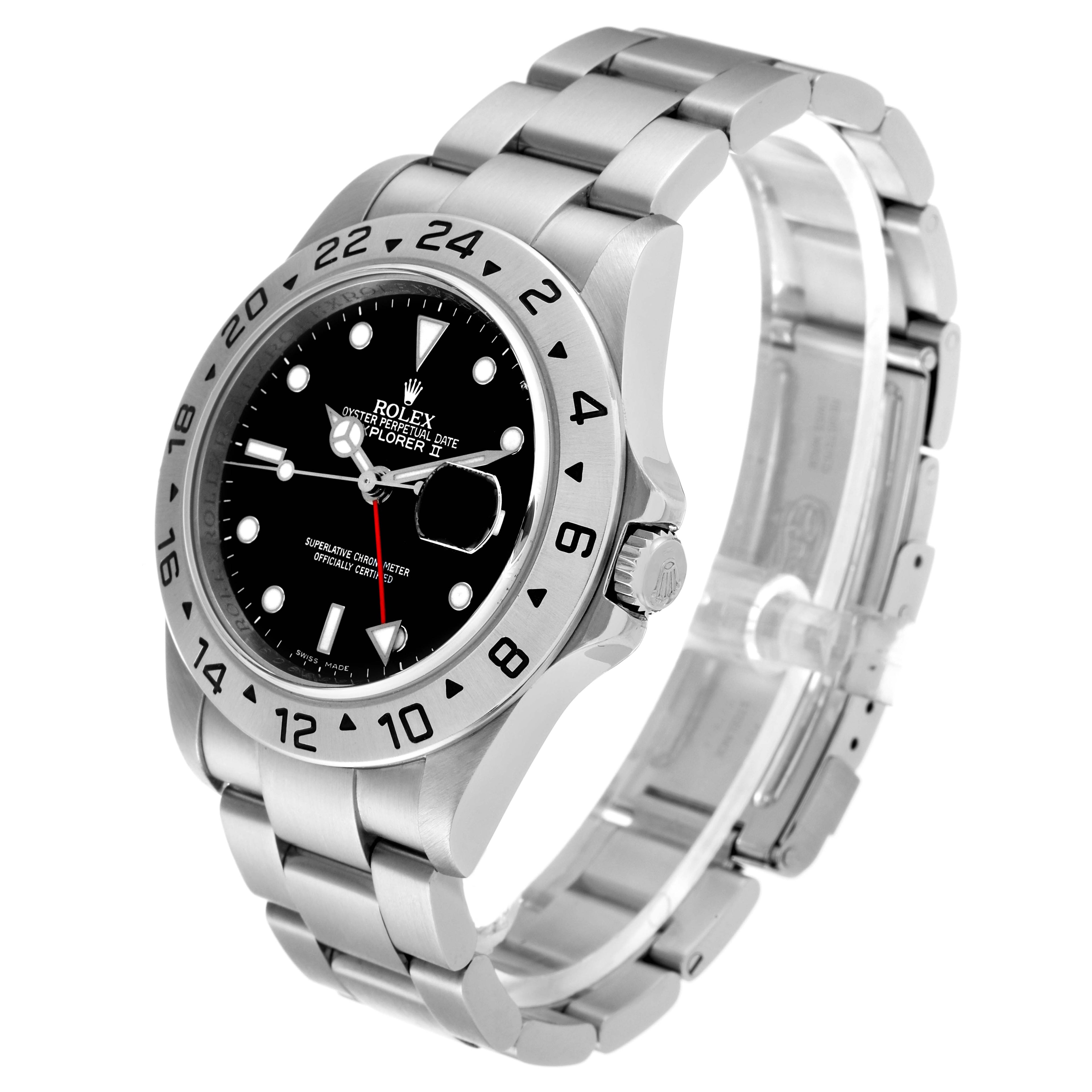 Rolex Explorer II 40mm Black Dial Parachrom Hairspring Mens Watch 16570