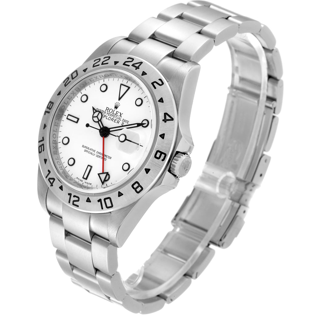 Rolex Explorer II 40mm White Dial Parachrom Hairspring Watch 16570 Box Card