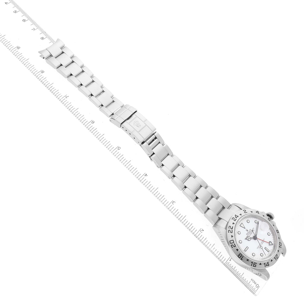 Rolex Explorer II 40mm White Dial Parachrom Hairspring Watch 16570 Box Card