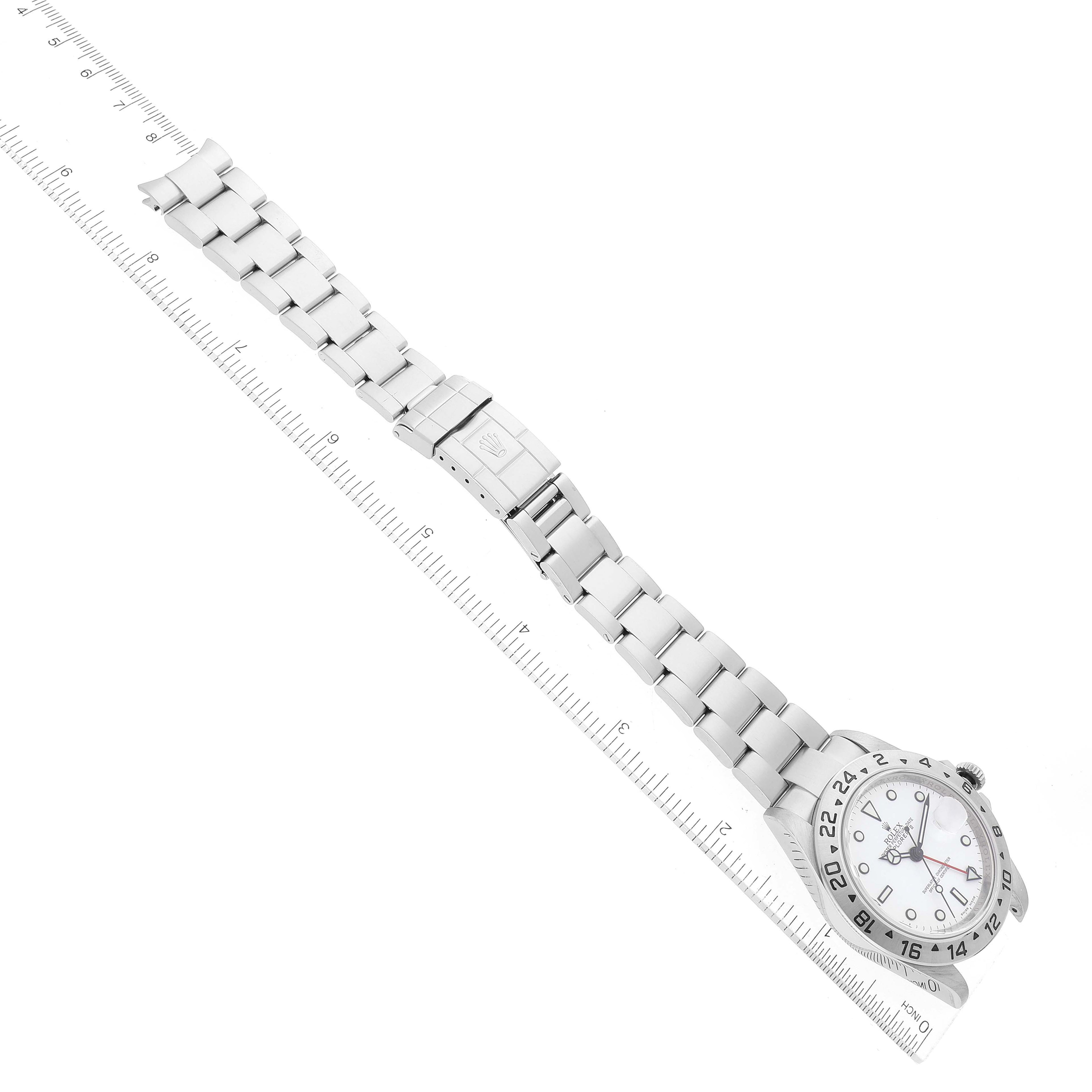 Rolex Explorer II 40mm White Dial Parachrom Hairspring Watch 16570 Box Card